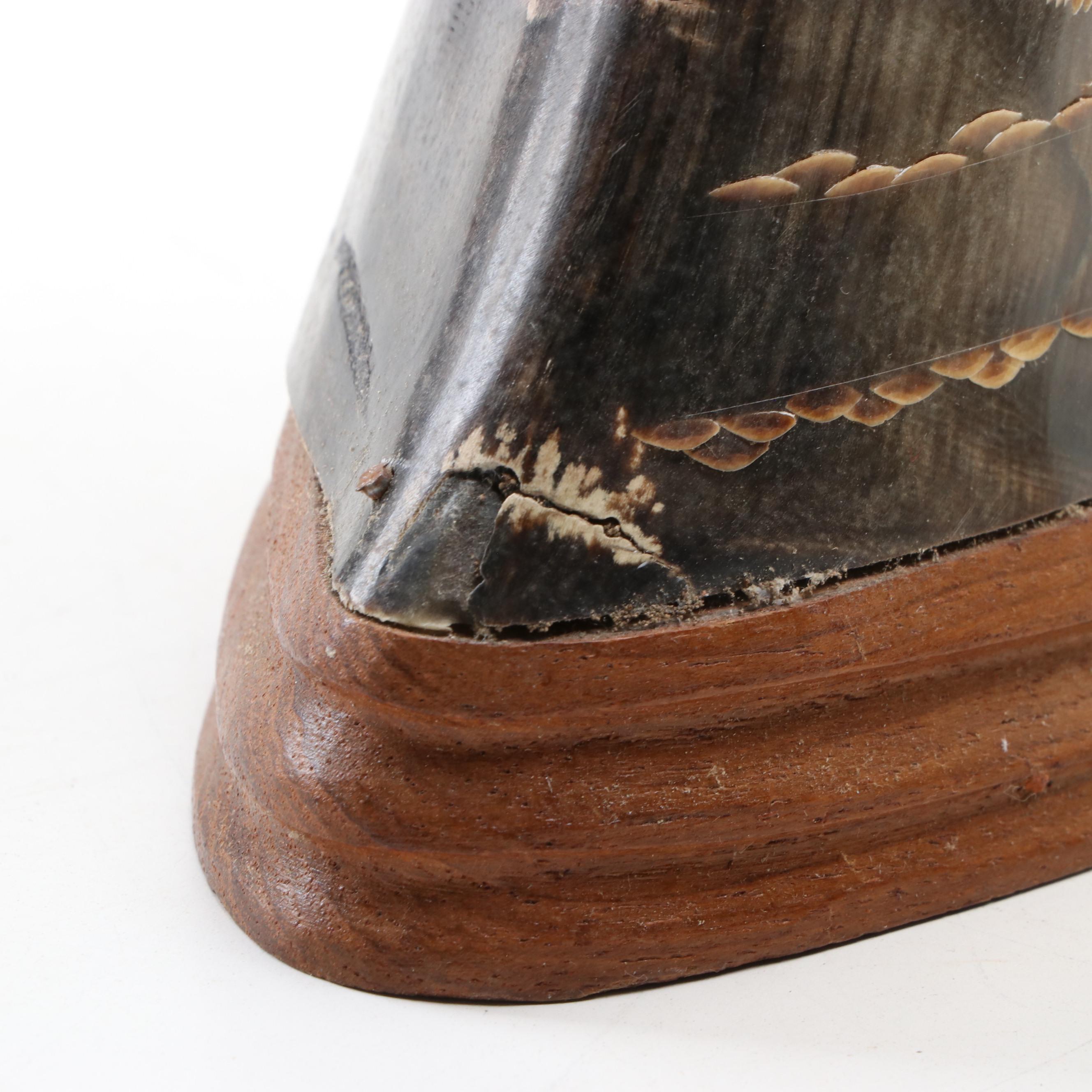 Pair of Carved Chinese Horns with Phoenix Motif