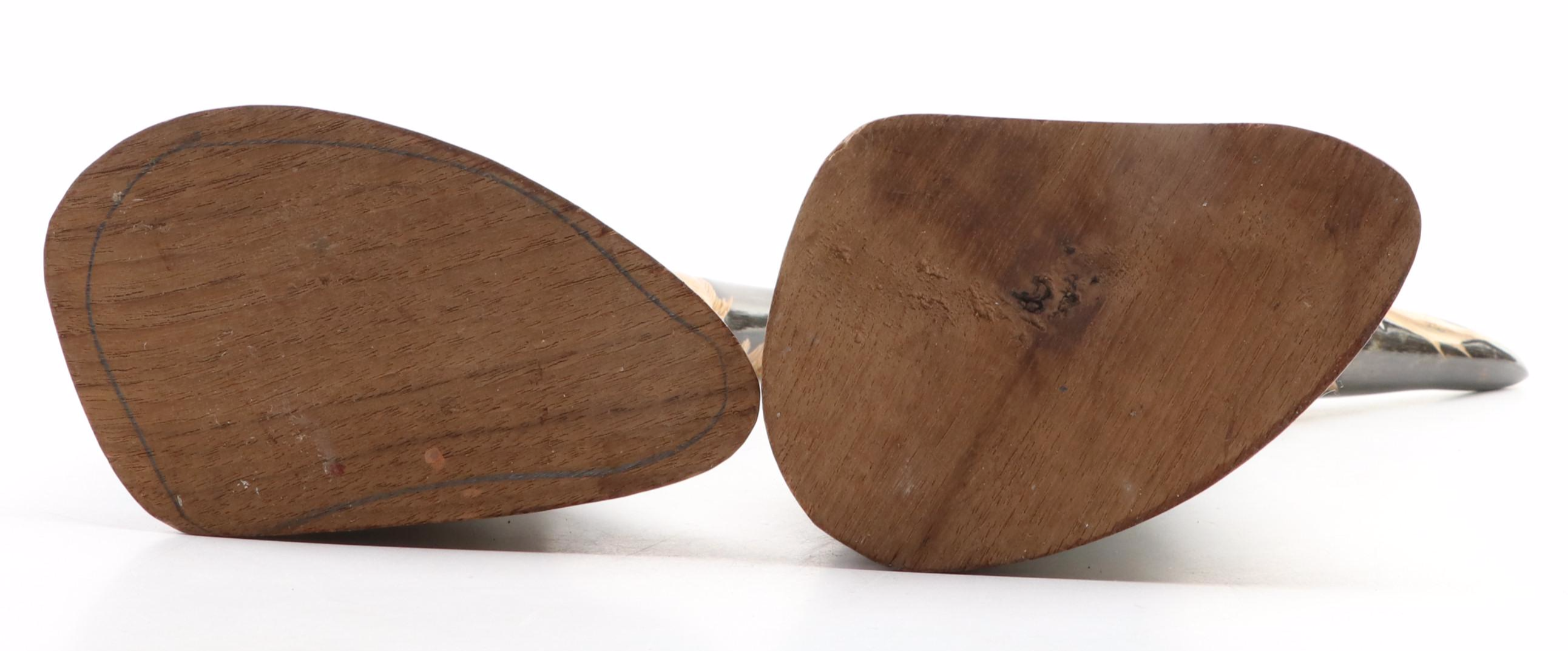 Pair of Carved Chinese Horns with Phoenix Motif