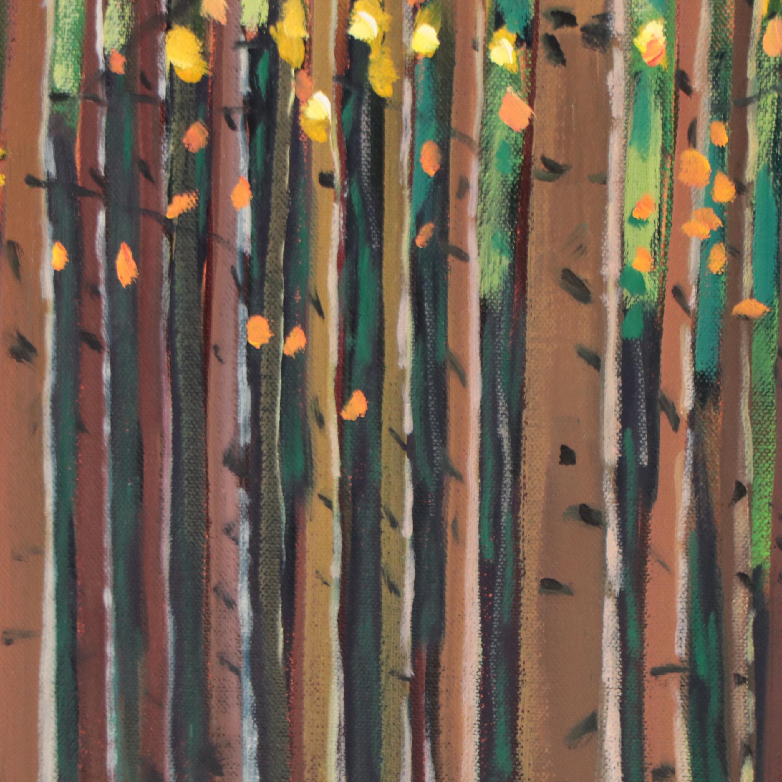 Jay Wilford Landscape Oil Painting "Aspen Grove," 21st Century
