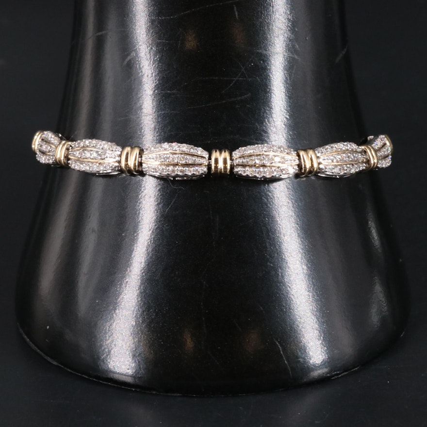 Sterling Diamond Bracelet with Gilt Accents