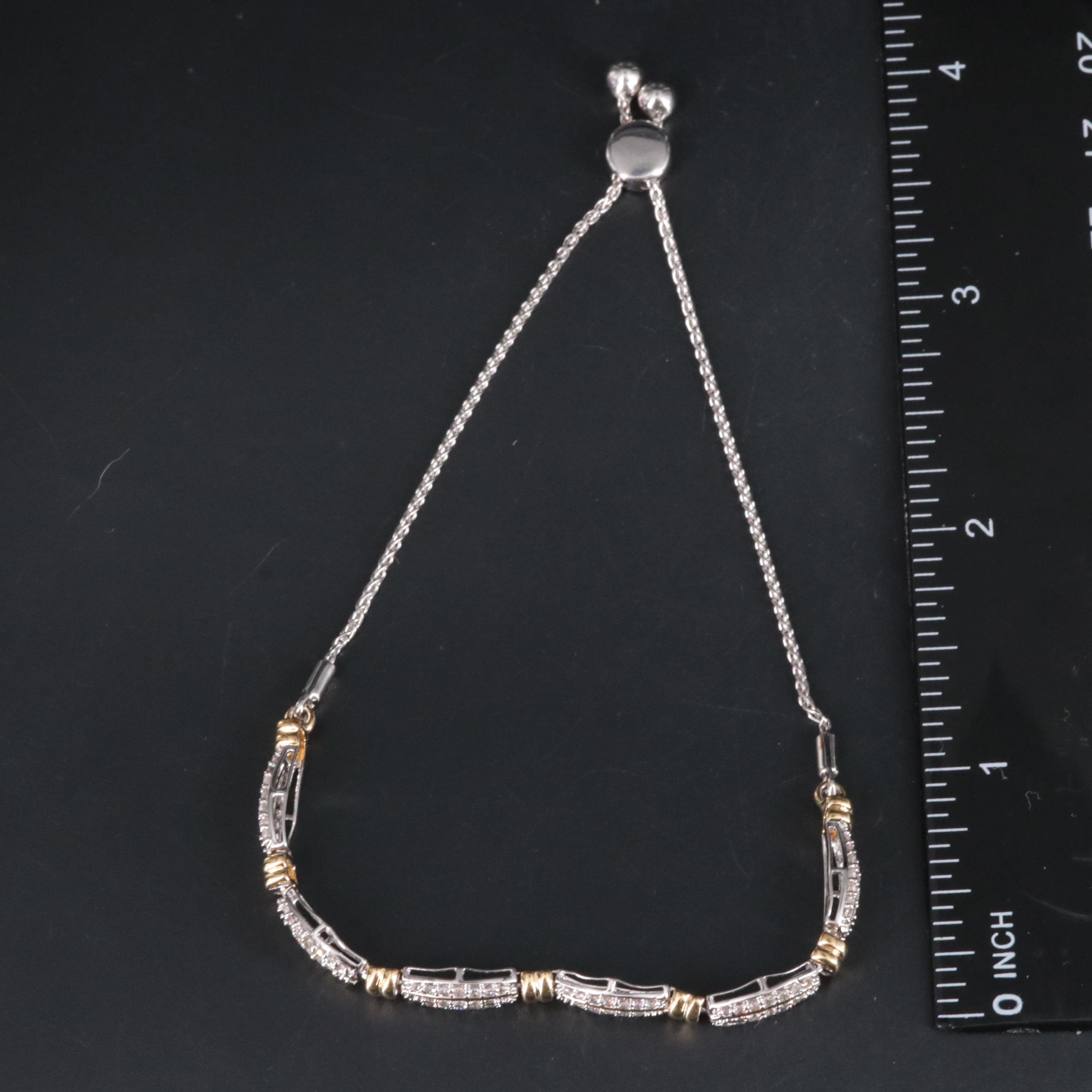 Sterling Diamond Bracelet with Gilt Accents