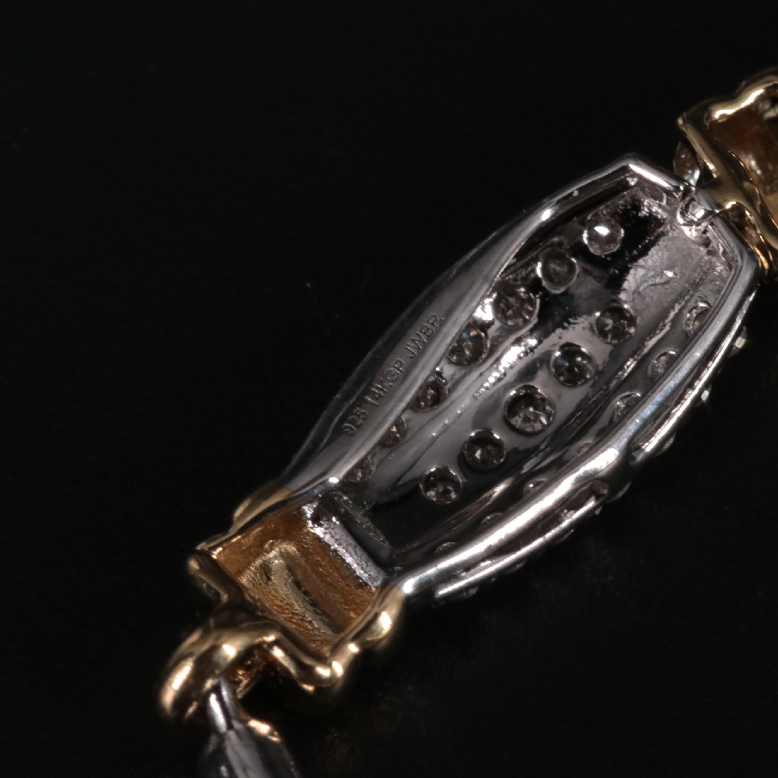 Sterling Diamond Bracelet with Gilt Accents
