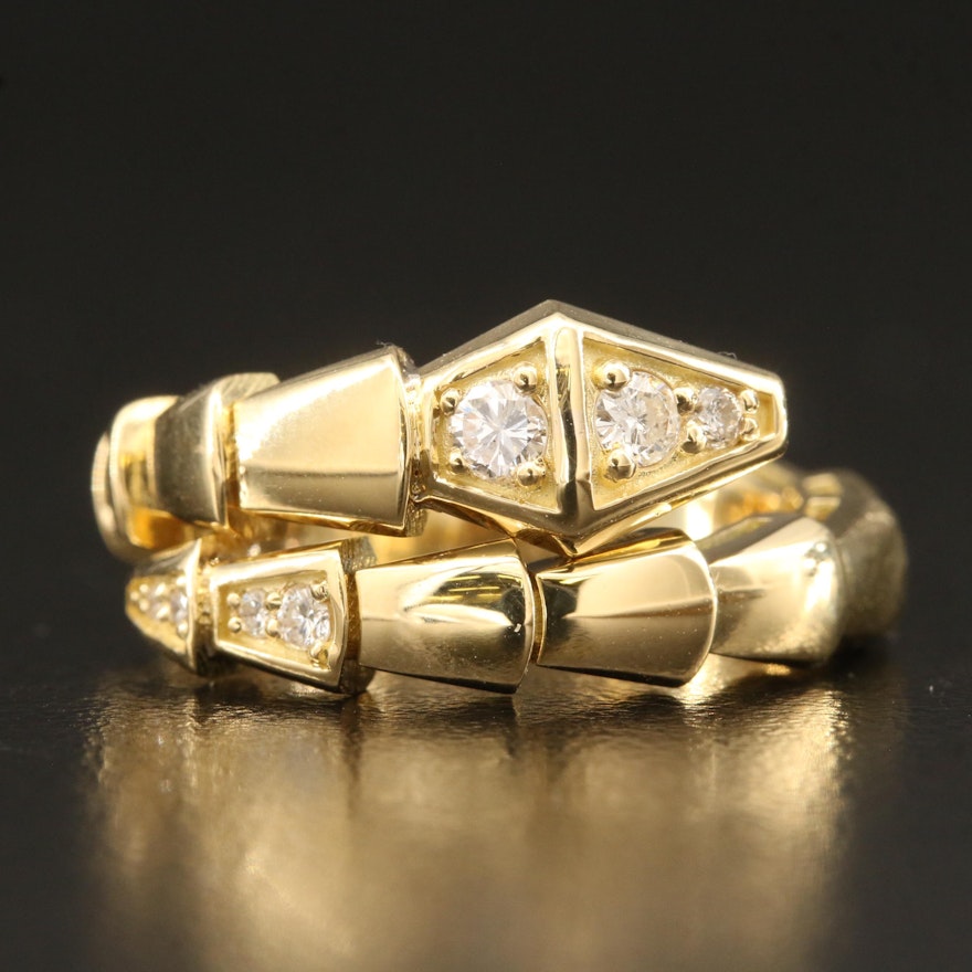 18K 0.25 CTW Diamond Serpentine Ring