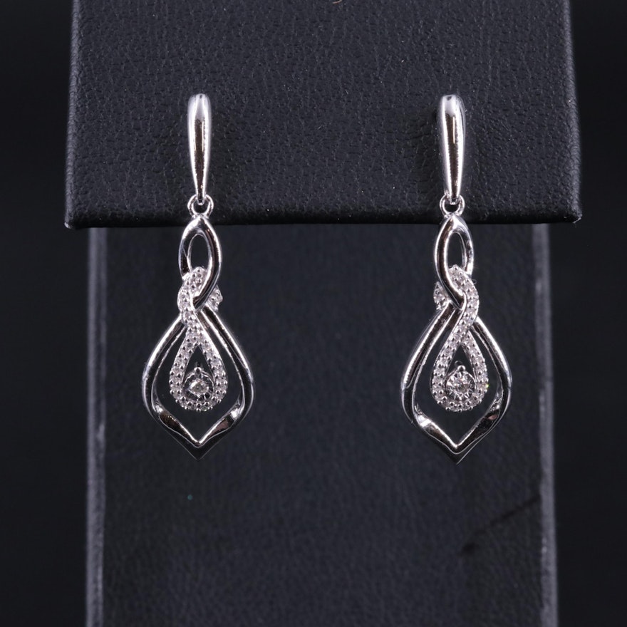 Sterling Diamond Dangle Earrings