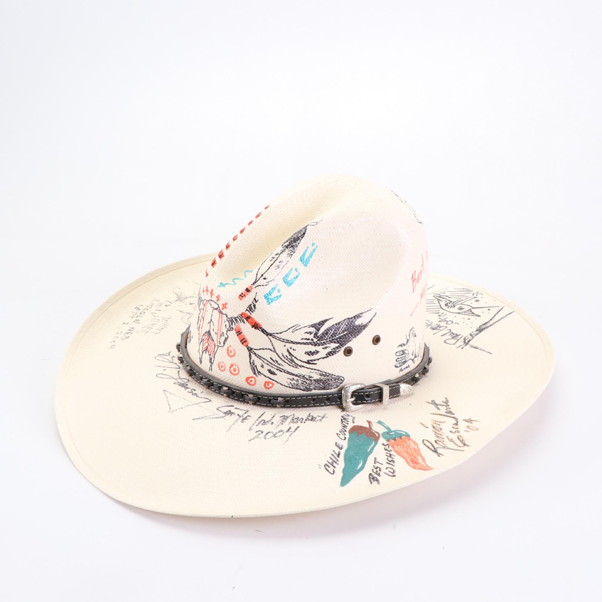 Western Straw Hats with Country Music and Native American Artist Signatures