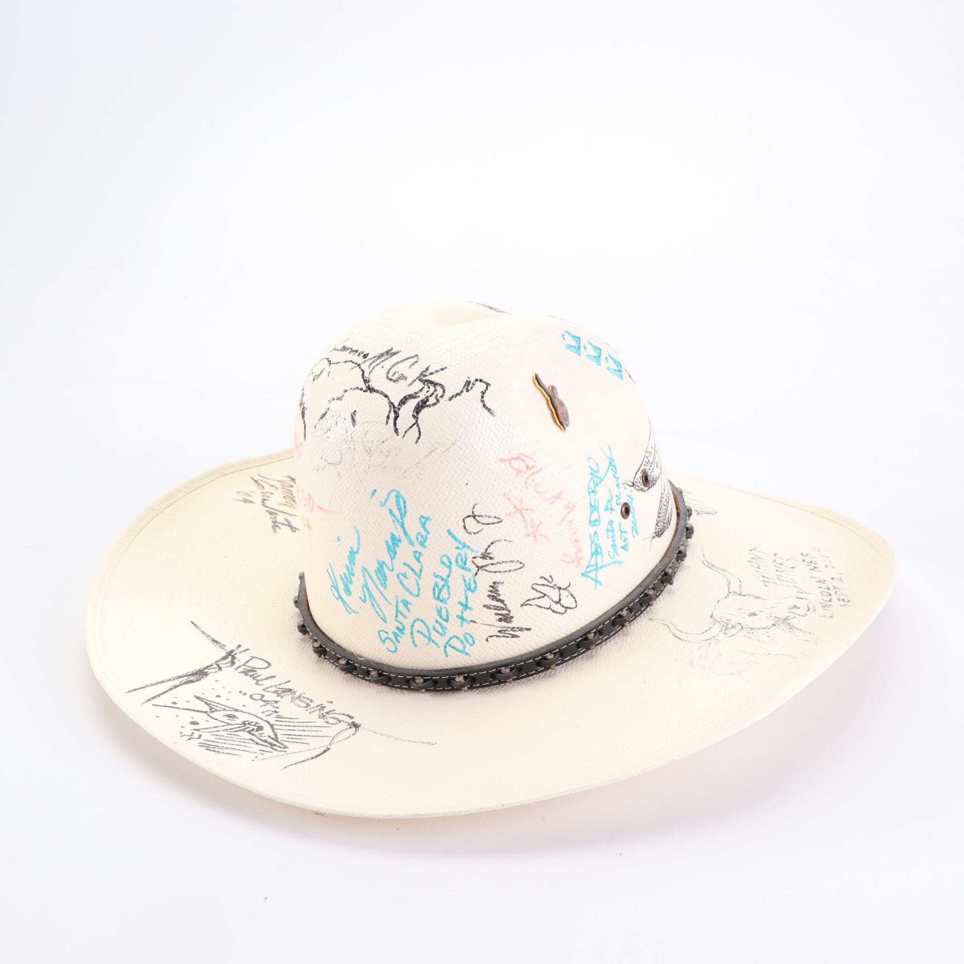 Western Straw Hats with Country Music and Native American Artist Signatures