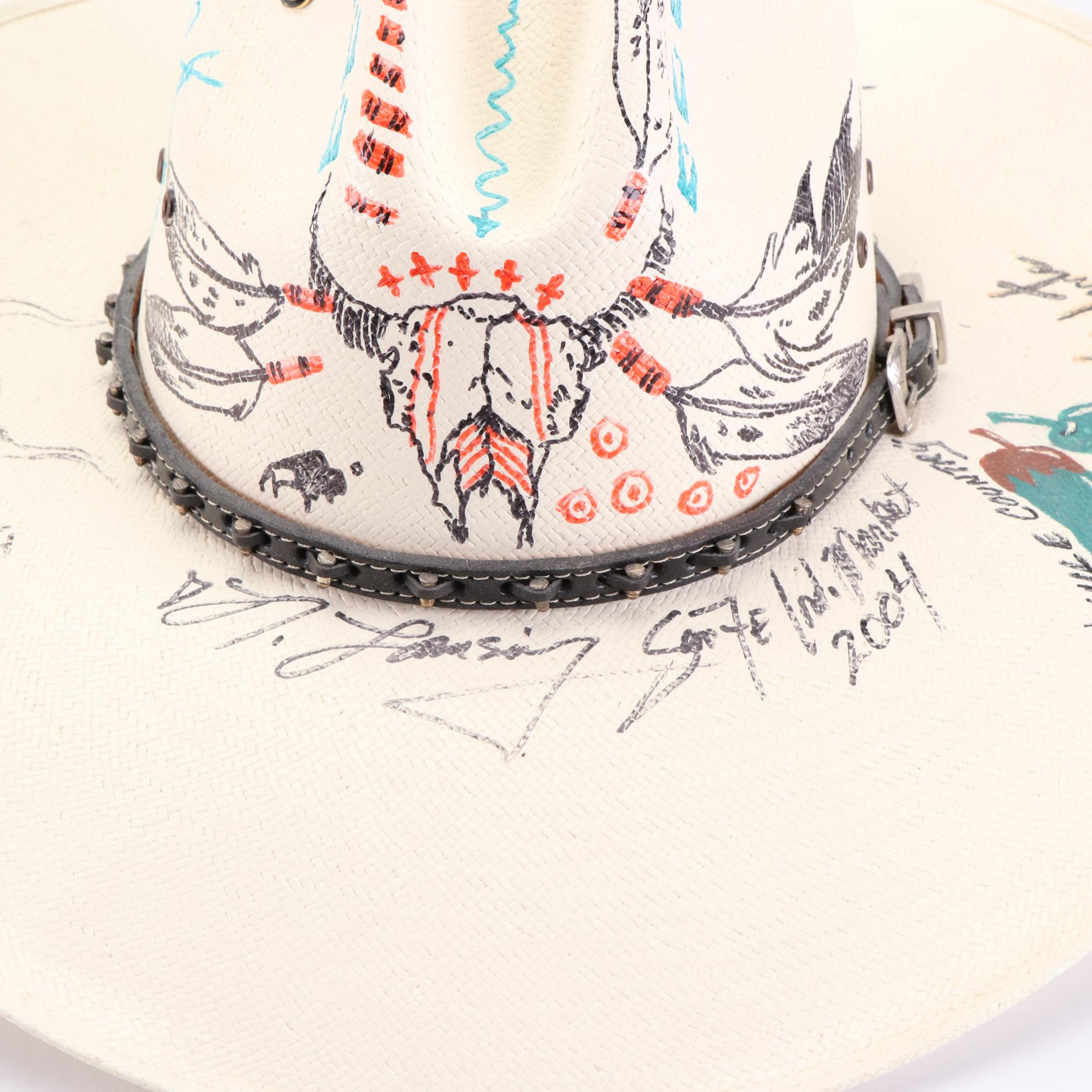 Western Straw Hats with Country Music and Native American Artist Signatures