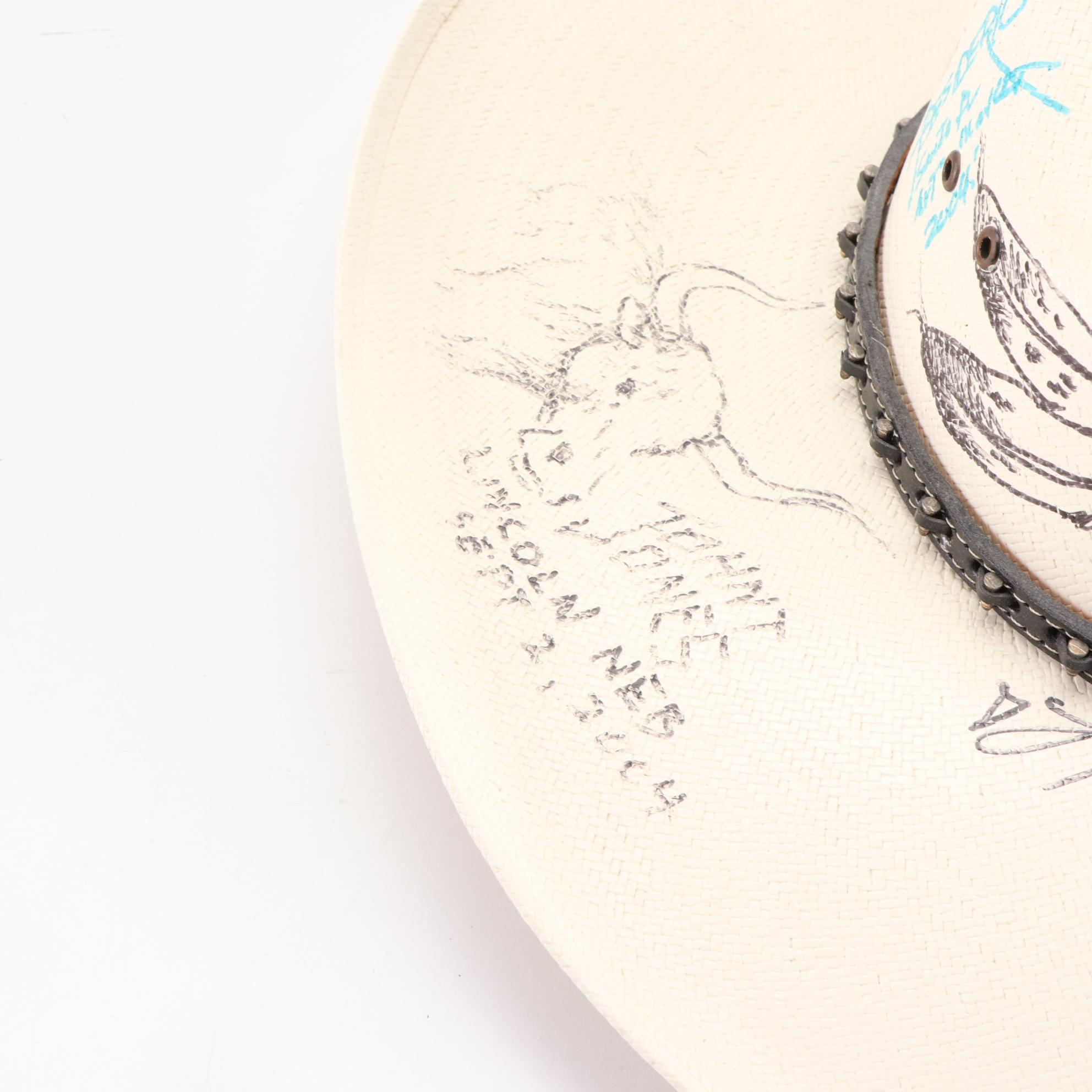 Western Straw Hats with Country Music and Native American Artist Signatures
