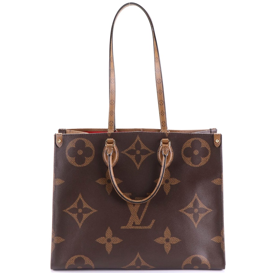 Louis Vuitton Onthego GM Tote Bag in Monogram Giant Reverse Canvas