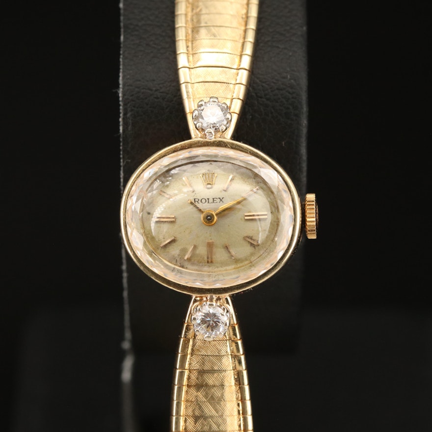 Vintage 14K Rolex Diamond Wristwatch