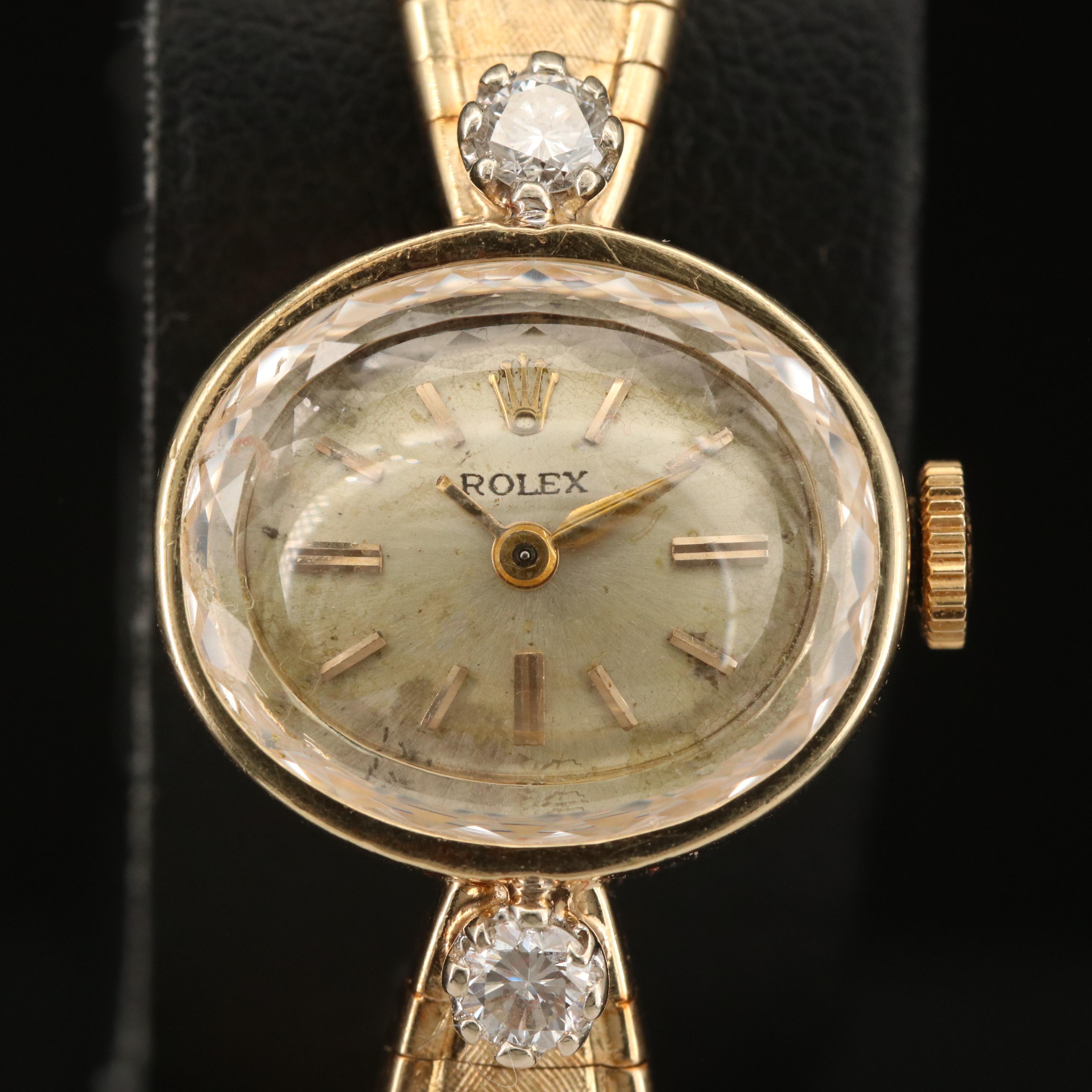 Vintage 14K Rolex Diamond Watch