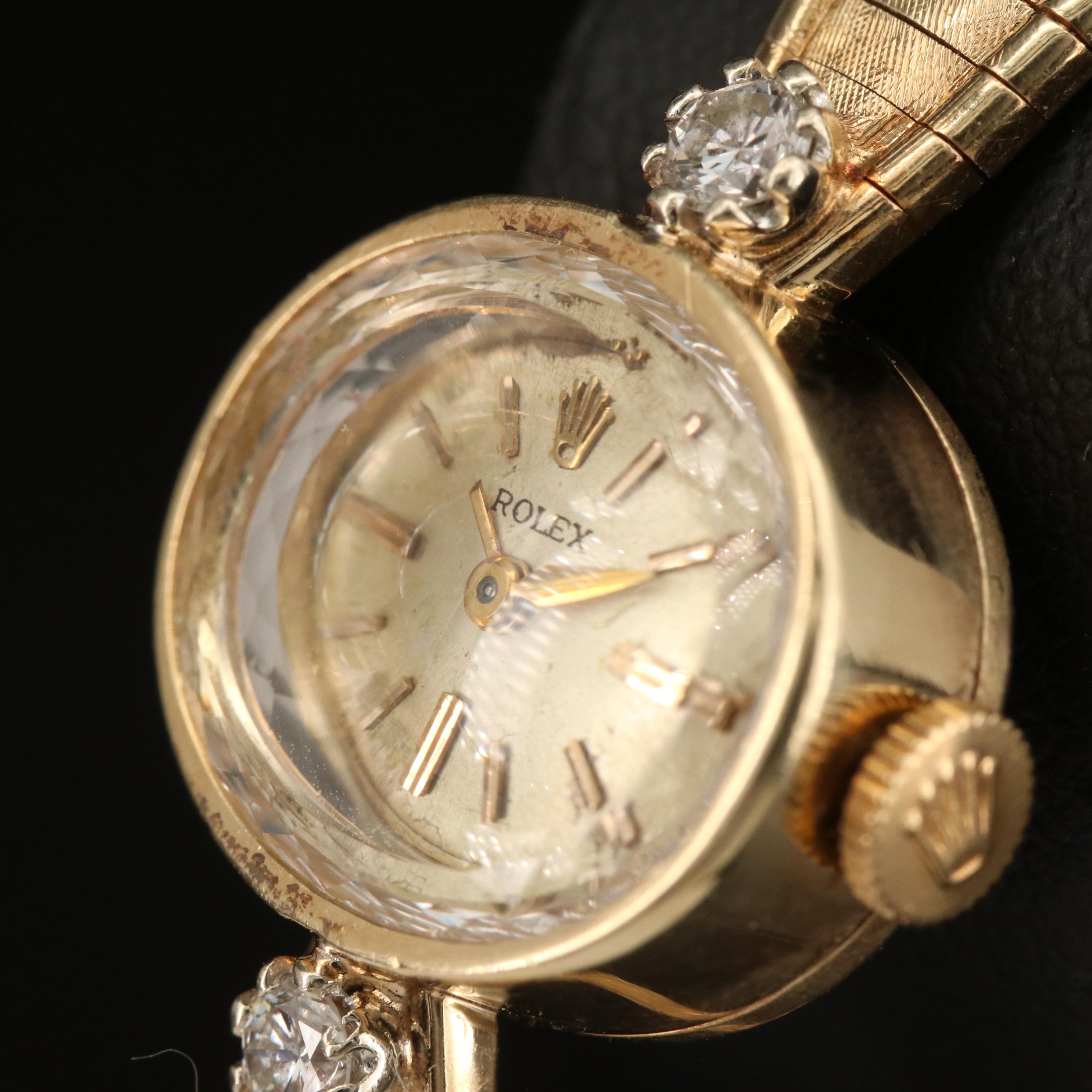 Vintage 14K Rolex Diamond Watch