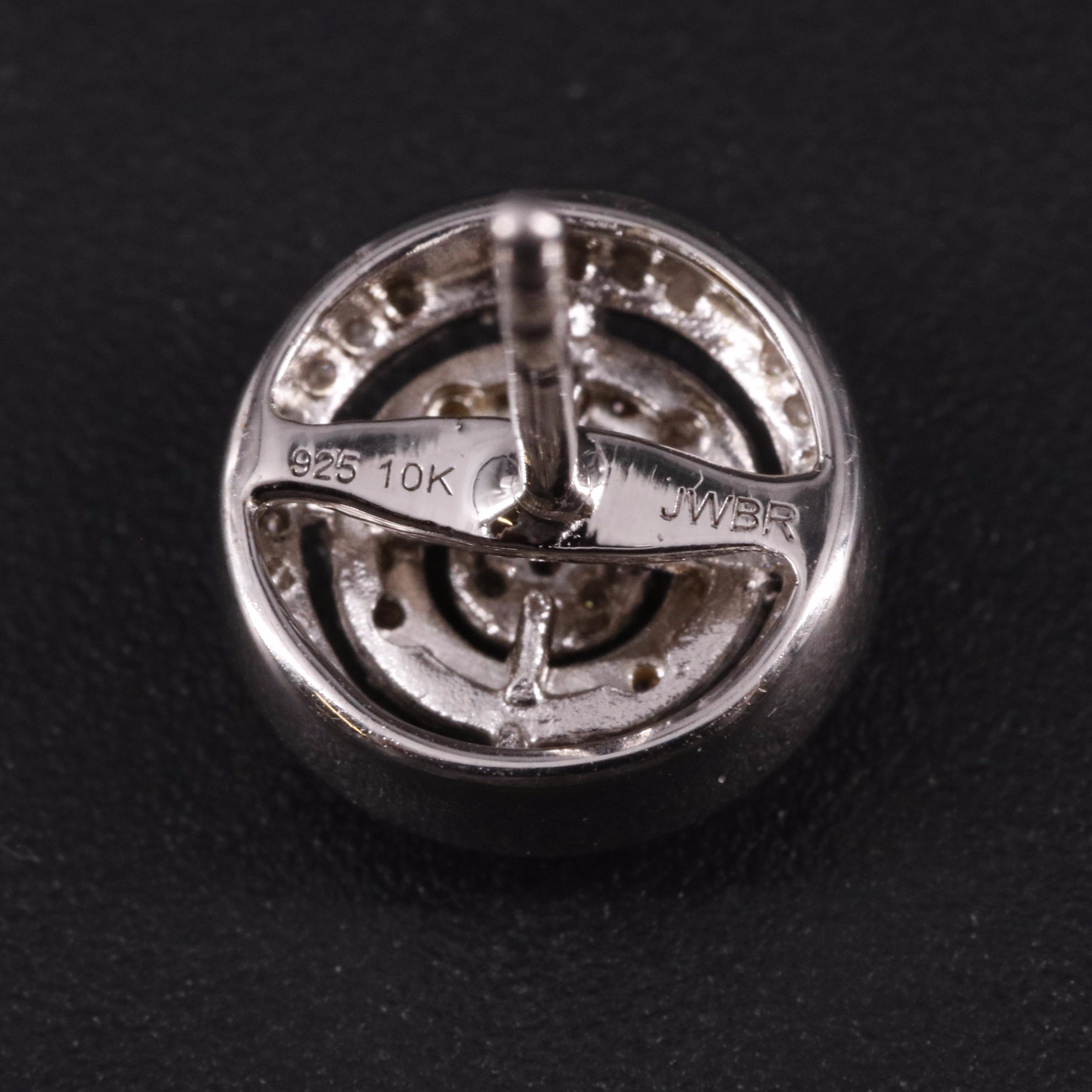 Sterling and 10K Gold Diamond Two-Tone Halo Stud Earrings