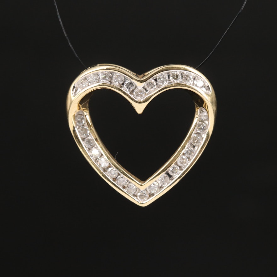 14K 0.50 CTW Diamond Heart Pendant