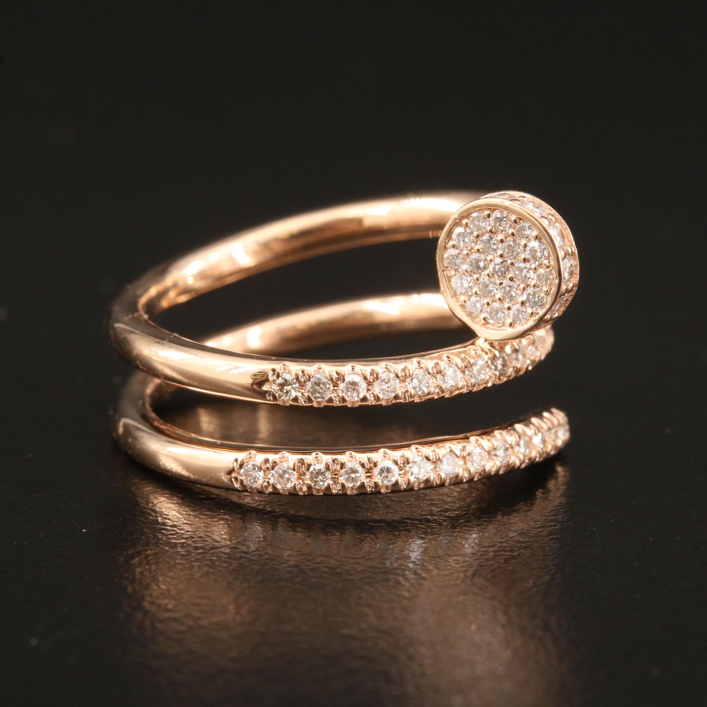 14K Rose Gold 0.55 CTW Diamond Nailhead Ring