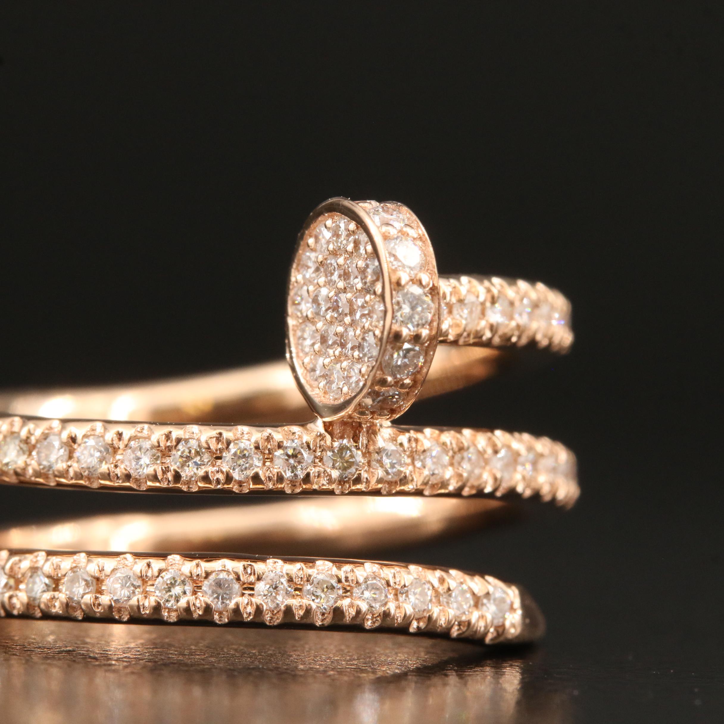 14K Rose Gold 0.55 CTW Diamond Nailhead Ring