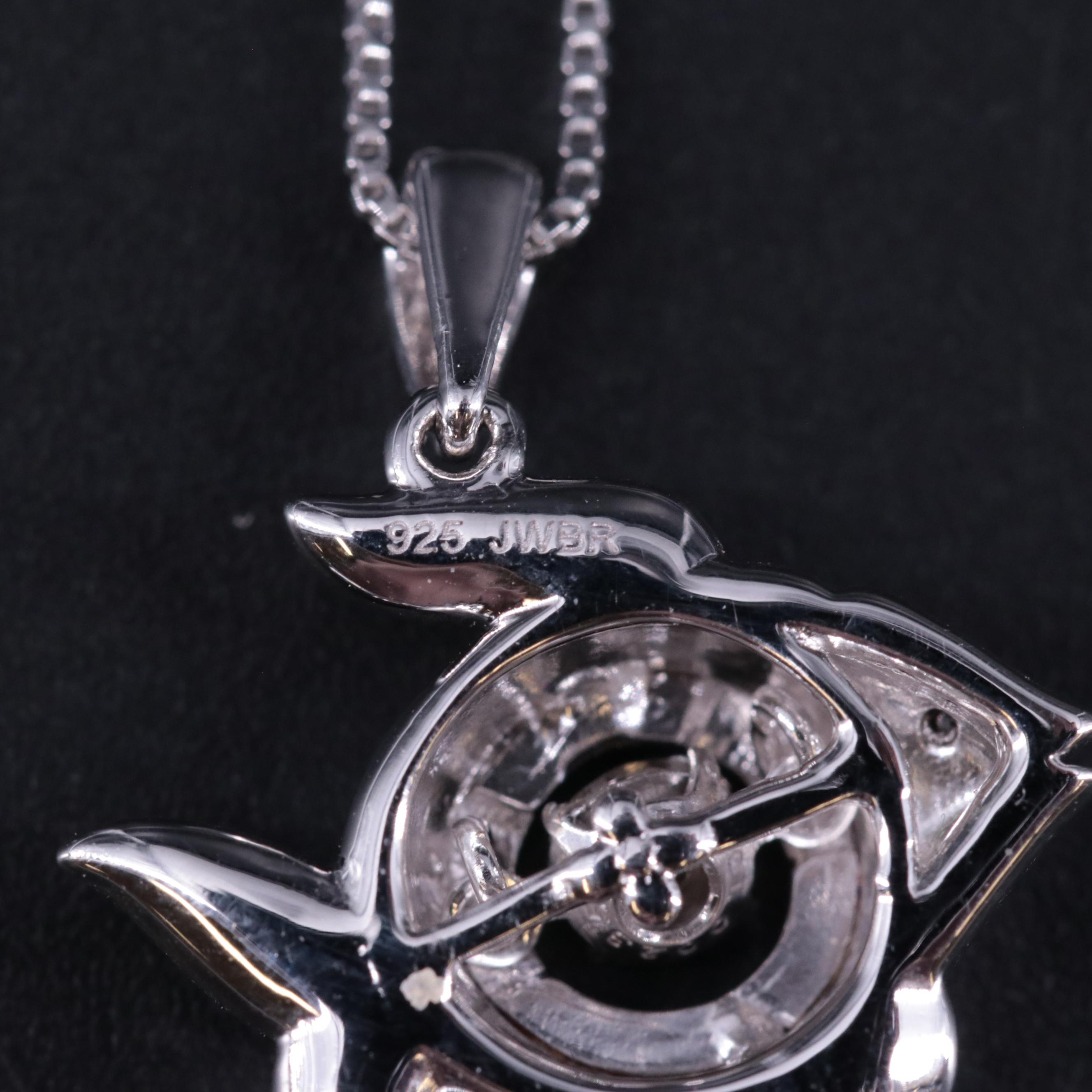 Sterling Diamond Fish Pendant Necklace