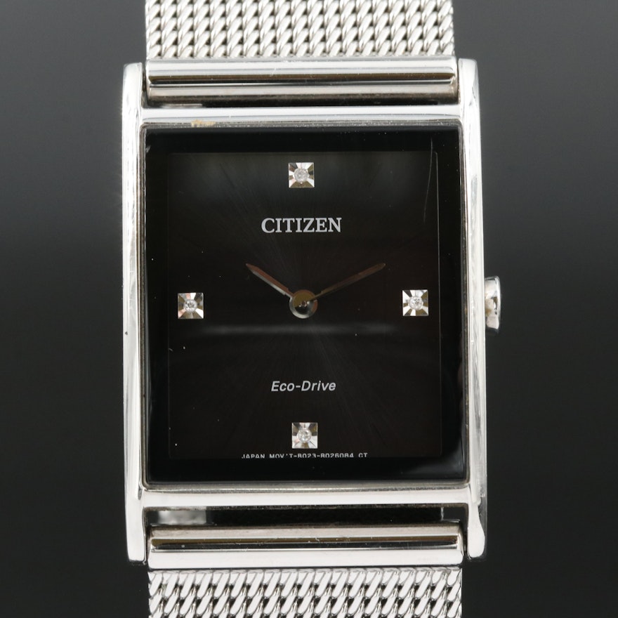 Citizen Diamond Dial Eco-Drive Stainless Steel Wristwatch