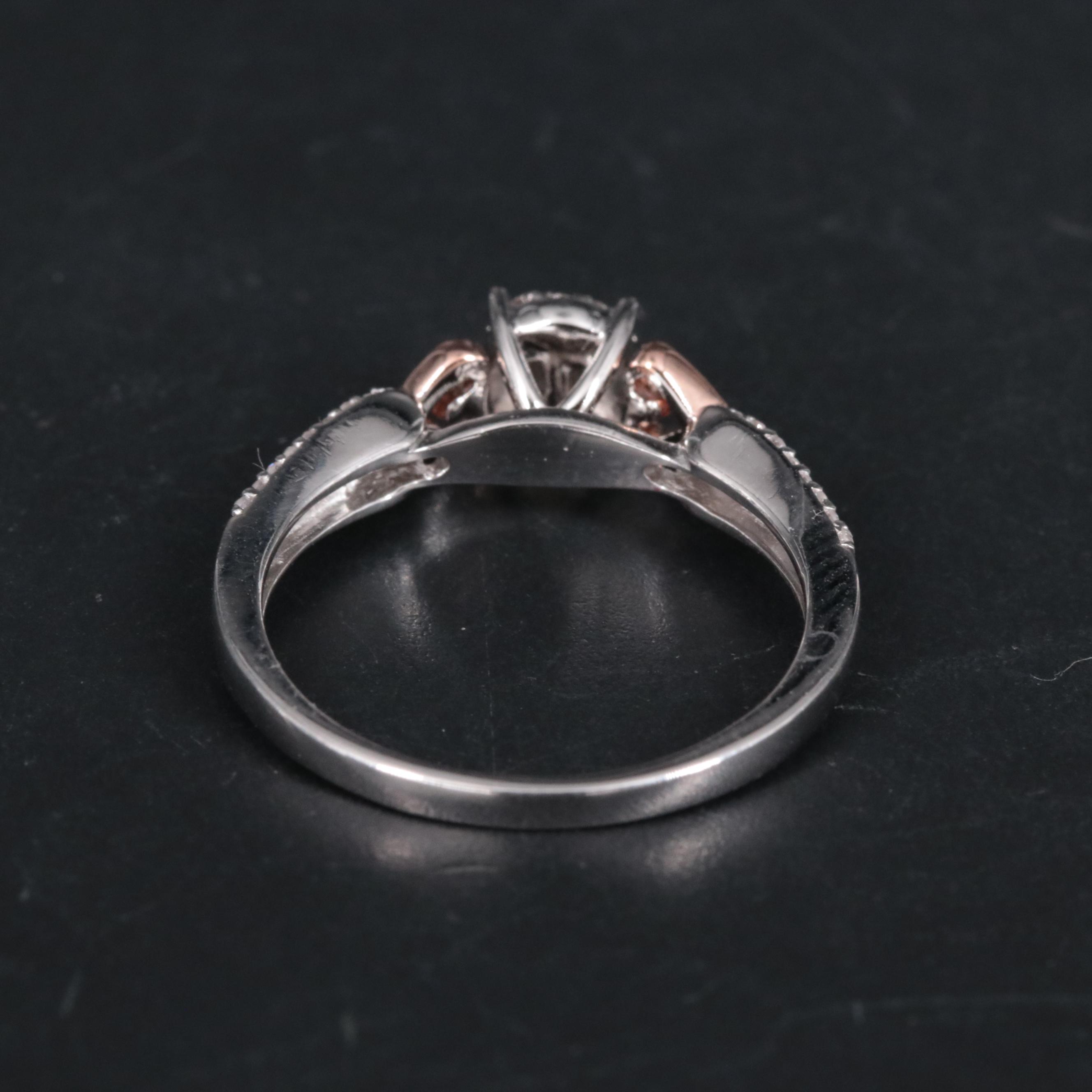 Sterling 0.20 CTW Diamond Ring with Rose Gold Heart Accents