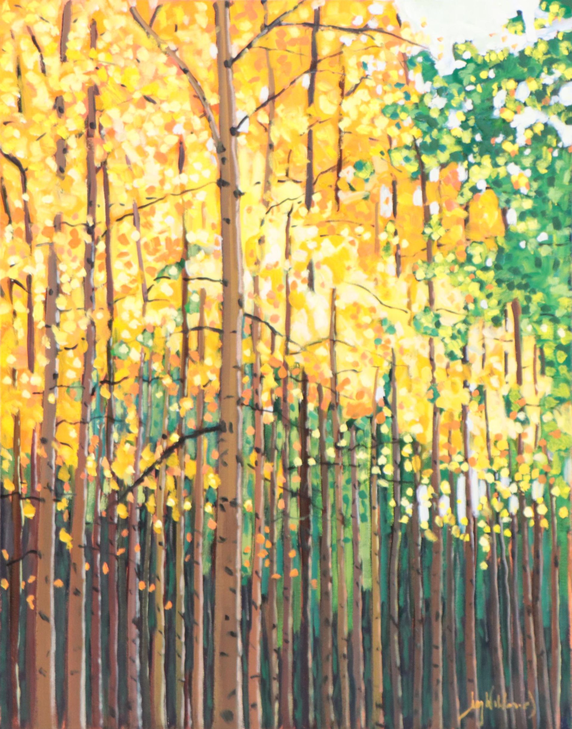 Jay Wilford Landscape Oil Painting "Aspen Grove," 21st Century