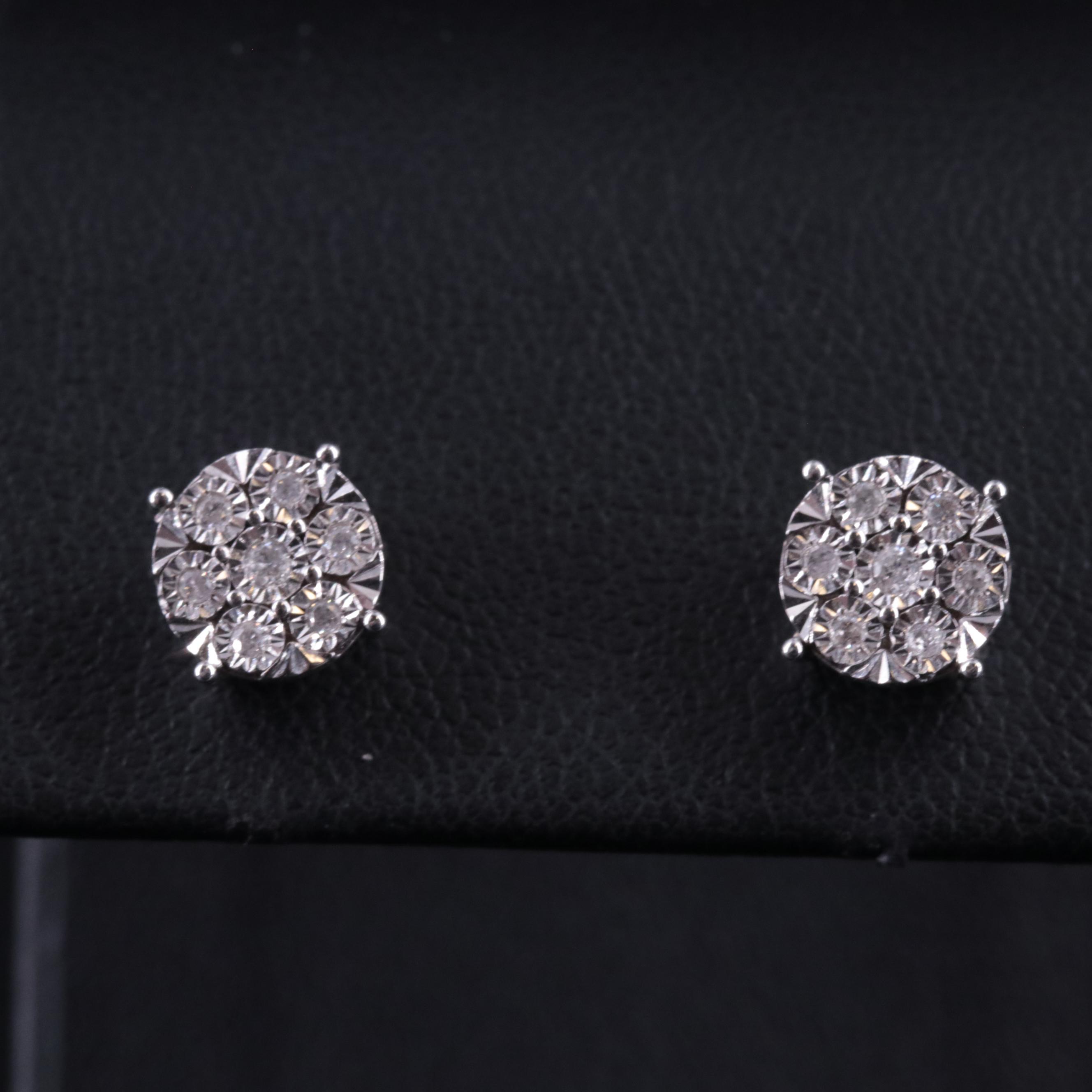 Sterling 0.11 CTW Diamond Stud Earrings