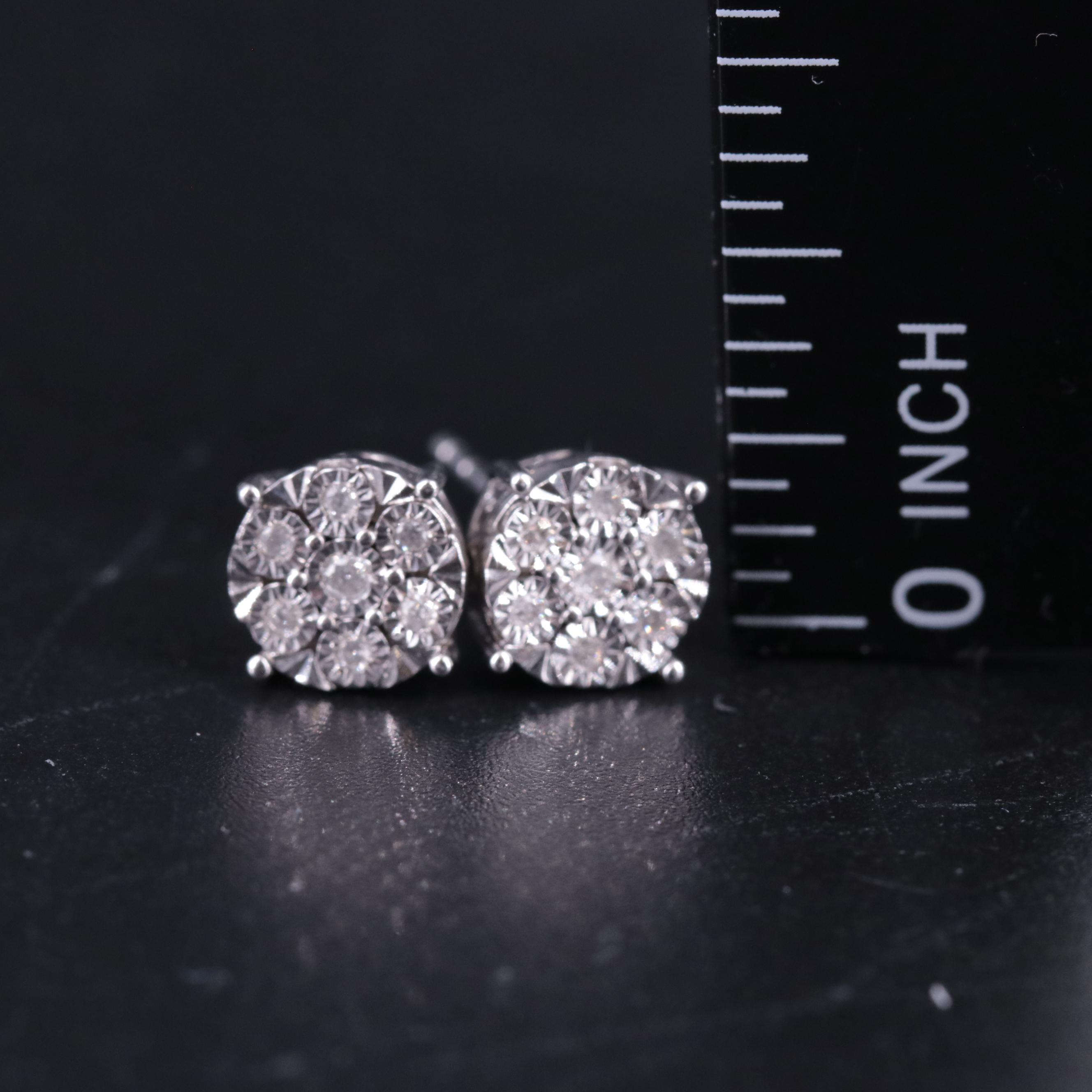 Sterling 0.11 CTW Diamond Stud Earrings