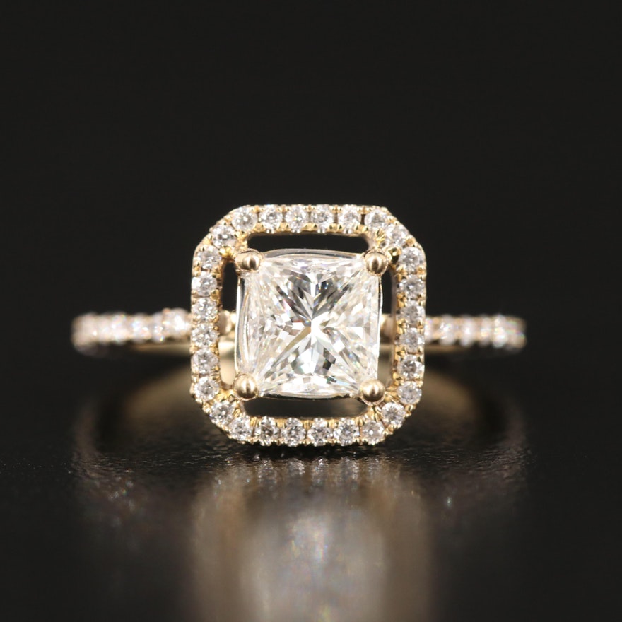 14K 1.53 CTW Diamond Halo Ring