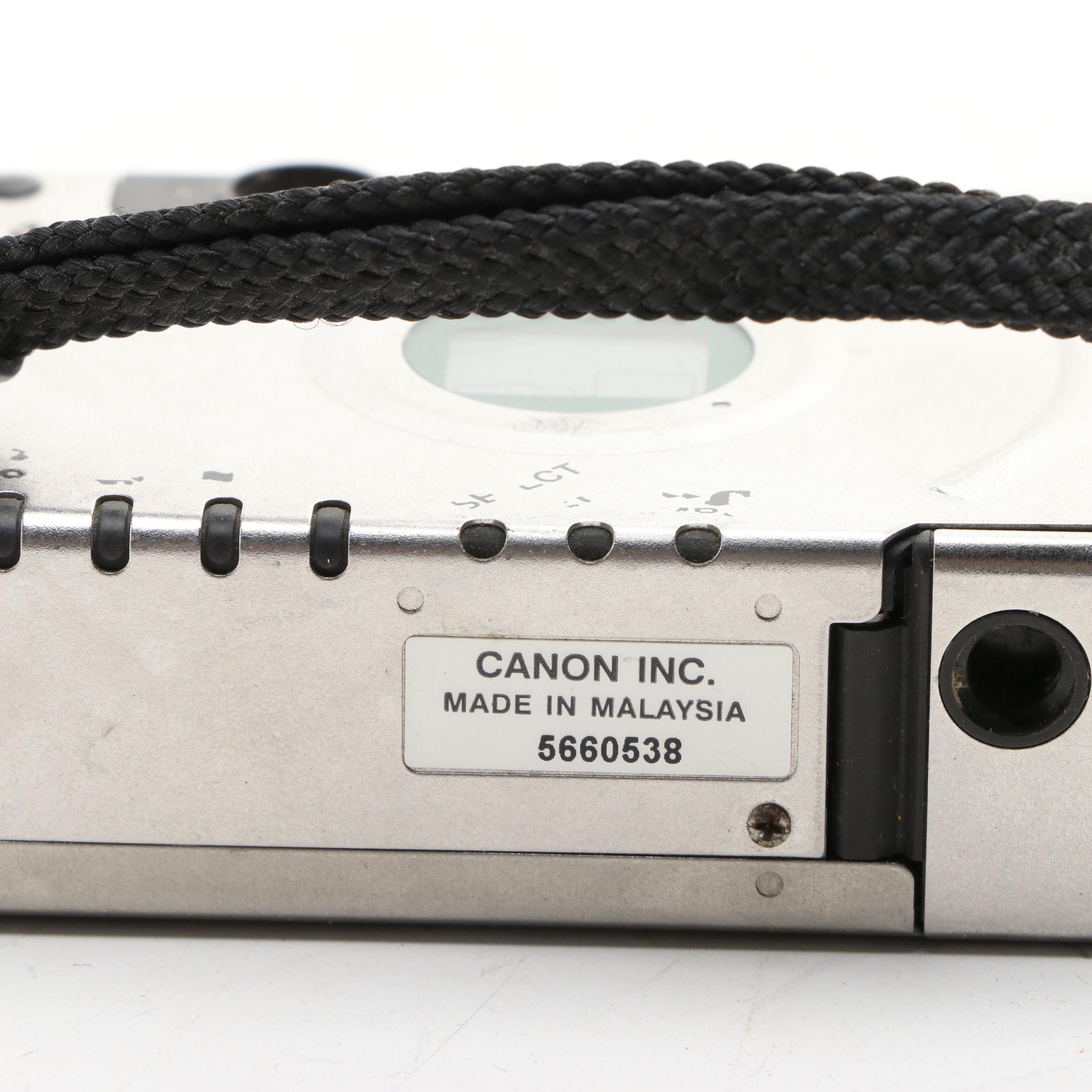 Canon AE-1 35mm and ELPH 2 Cameras with Camera Bag, Lens and Flash