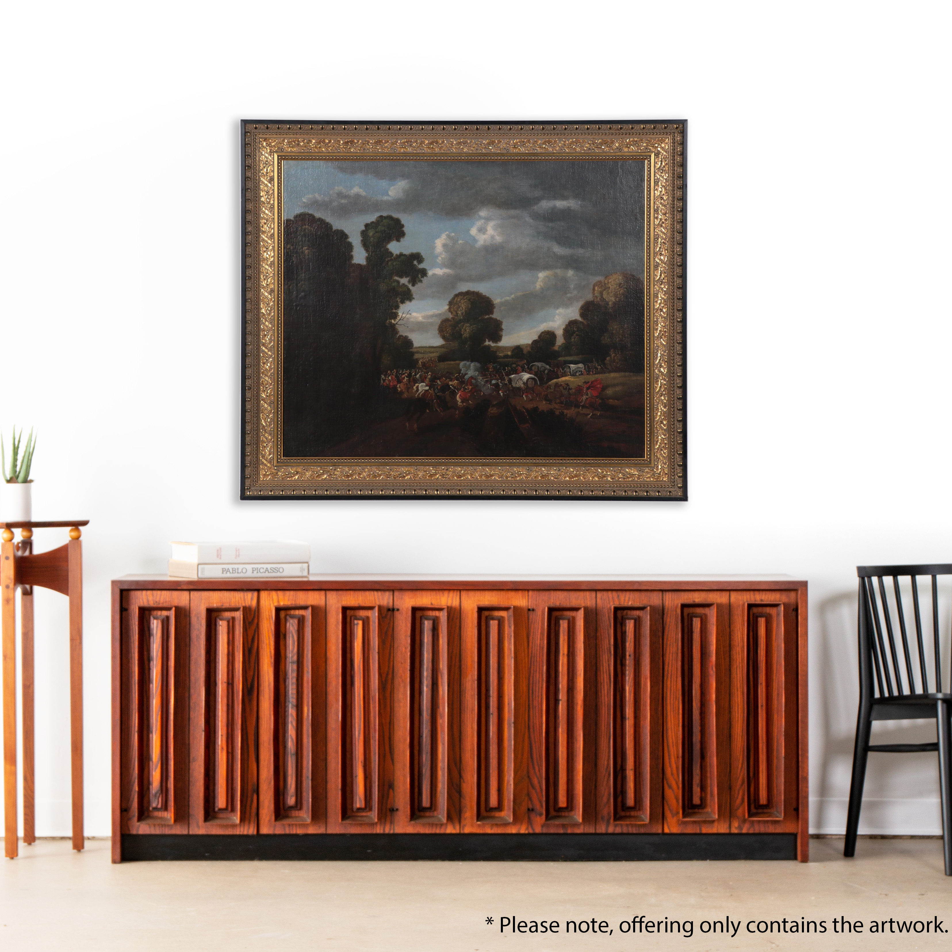 Continental Oil Painting of Battle Scene