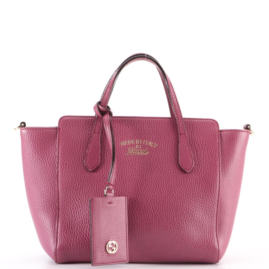 Gucci Mini Swing Tote in Grainy Calfskin Leather with Shoulder Strap