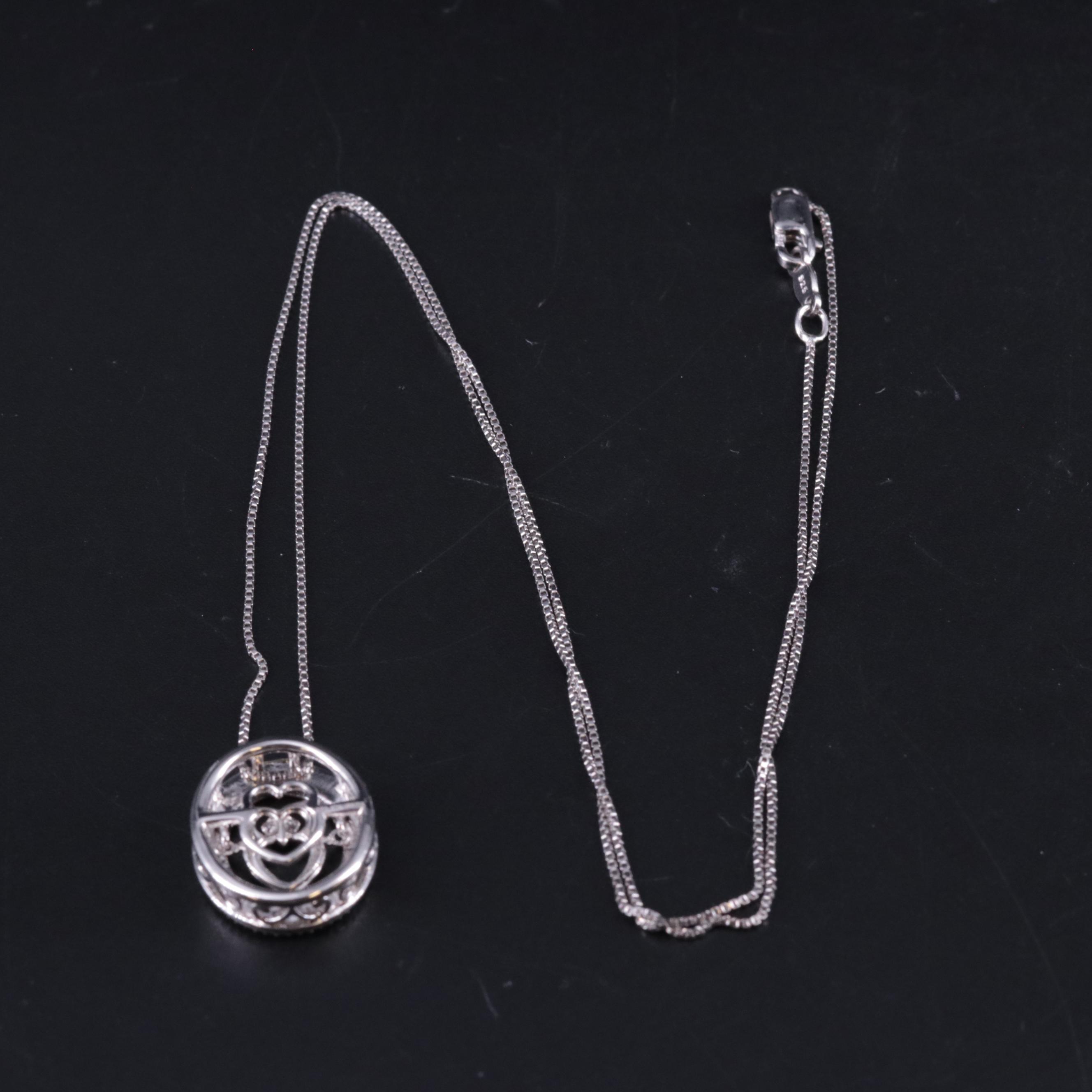 Sterling Diamond Owl Pendant Necklace