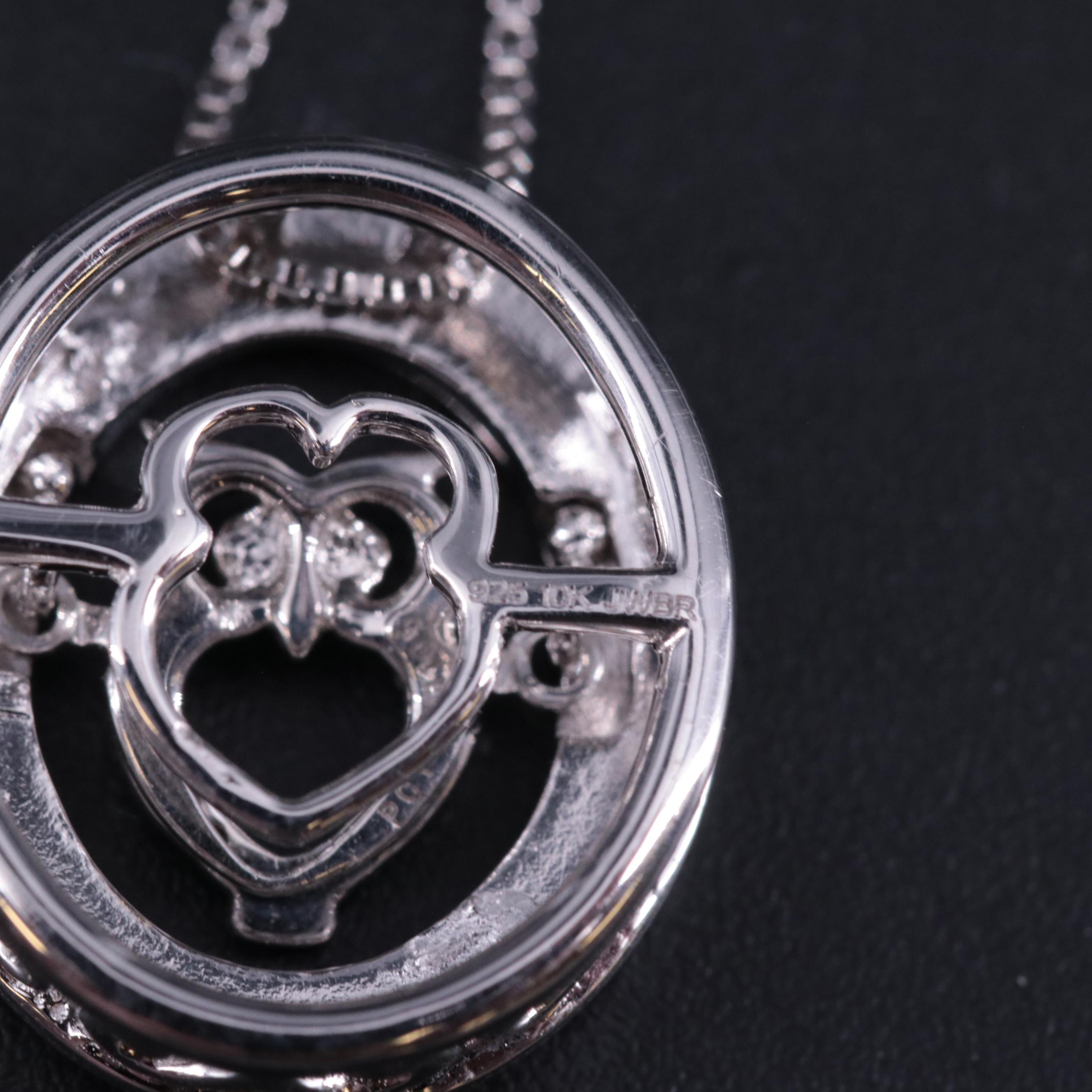 Sterling Diamond Owl Pendant Necklace