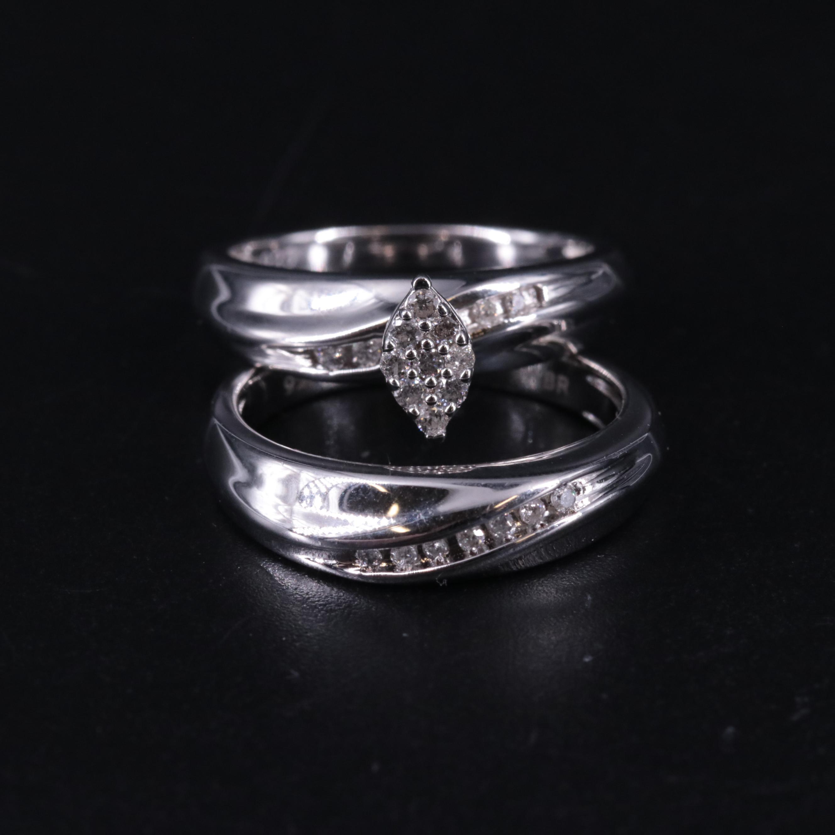 Sterling 0.21 CTW Diamond Twin Ring Set