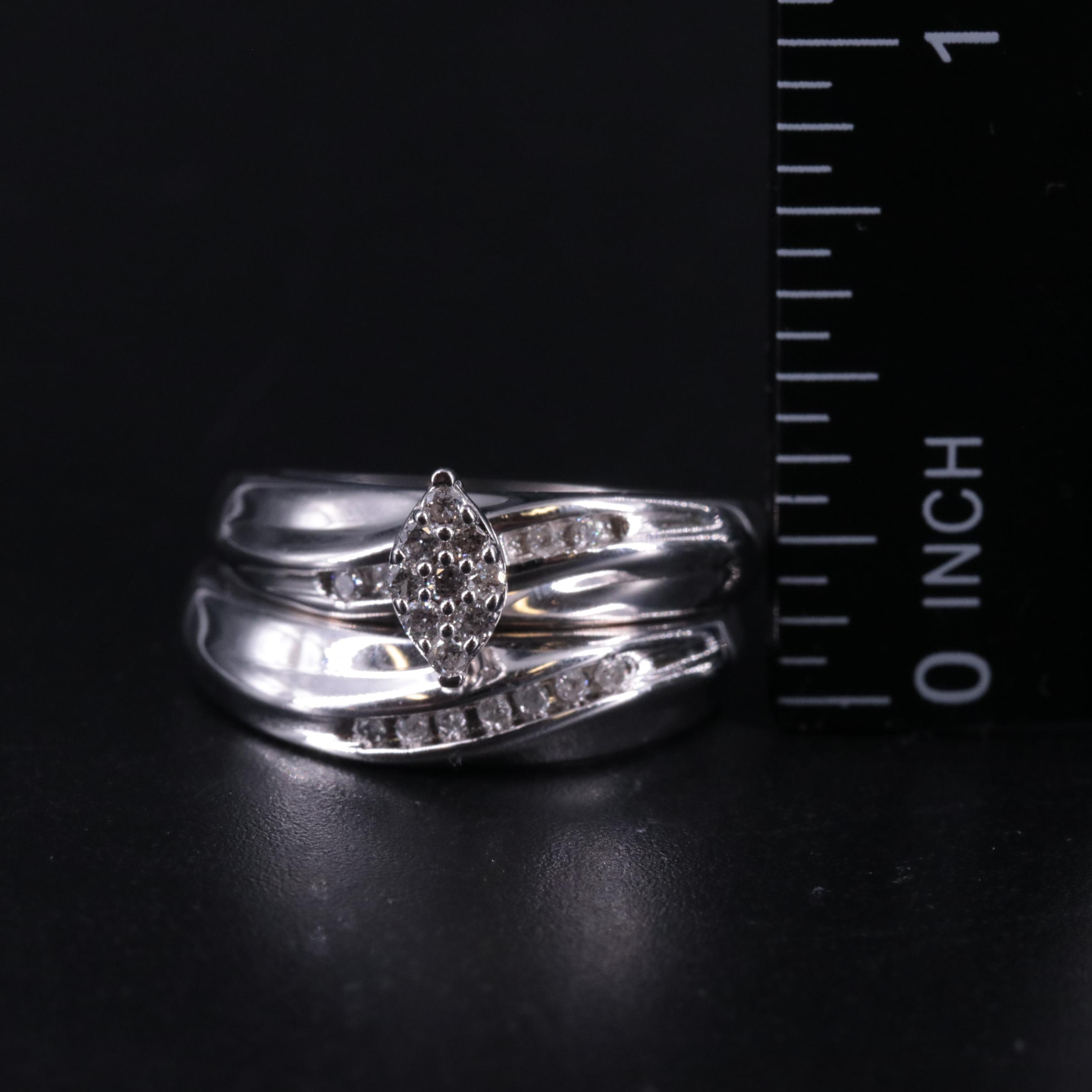 Sterling 0.21 CTW Diamond Twin Ring Set