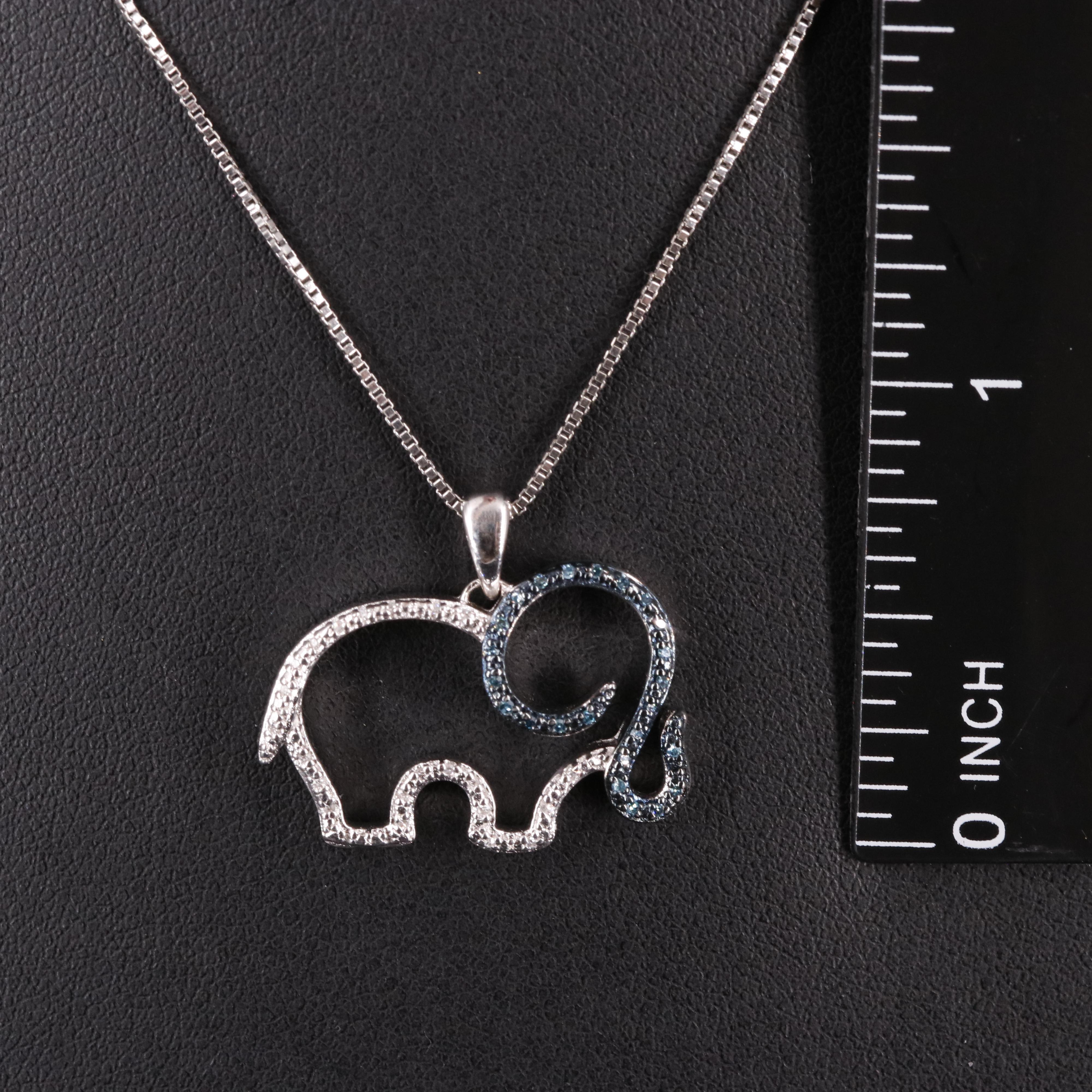 Sterling Diamond Elephant Pendant Necklace