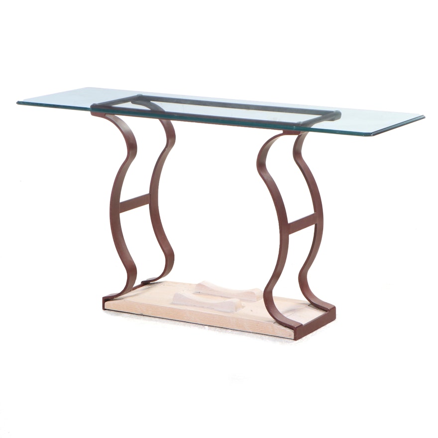 Modernist Style Console Table with Glass Top