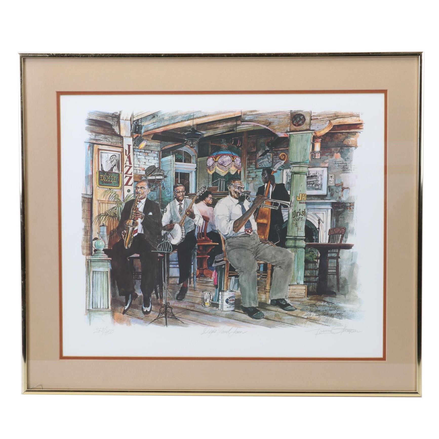 Tommy G. Thompson Offset Lithograph "Dixie Land Jam," Circa 1979