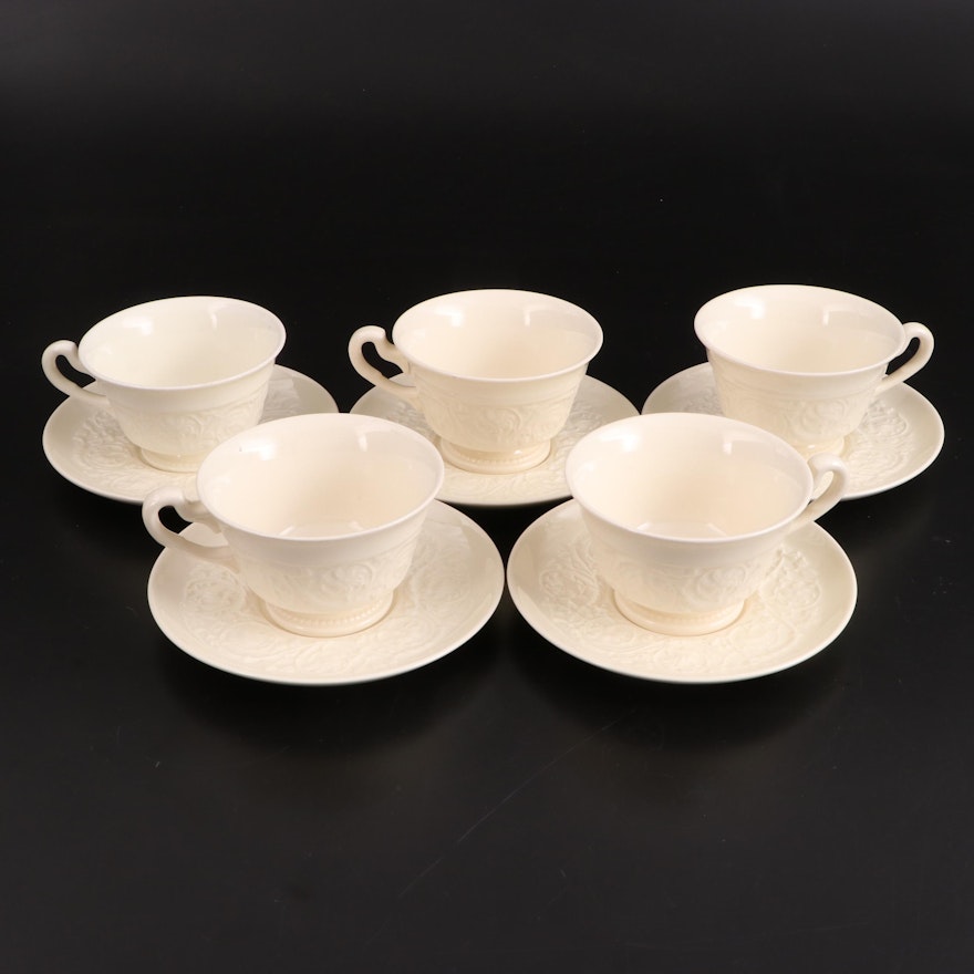 Wedgwood of Etruria & Barlaston "Patrician" Cream Porcelain Teacup Set