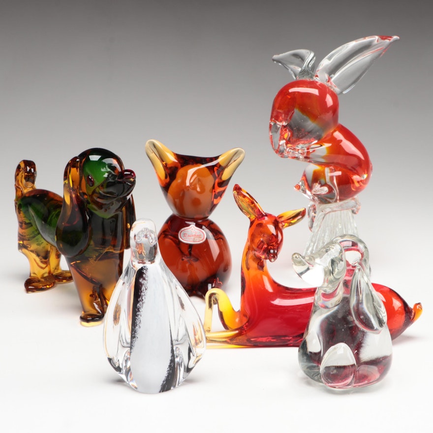 Murano and Other Handcrafted Art Glass Animal Figurines, 20th Century