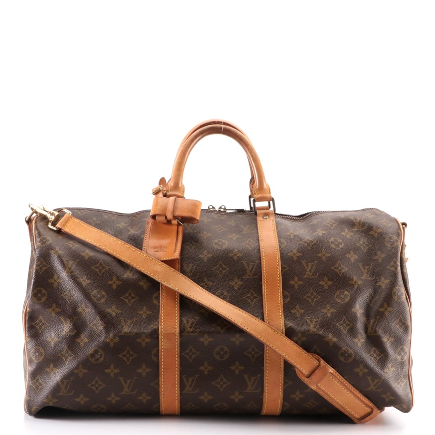 Louis Vuitton Keepall 50 Bandoulière in Monogram Canvas and Vachetta Leather