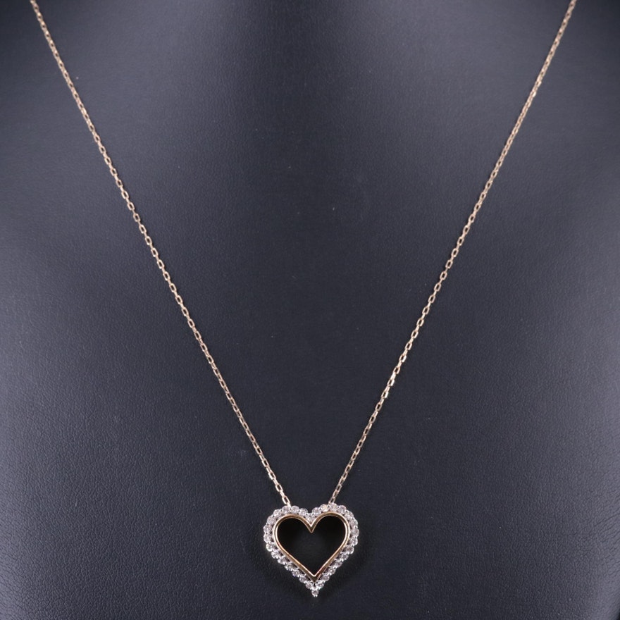 Sterling 0.26 CTW Diamond Heart Necklace