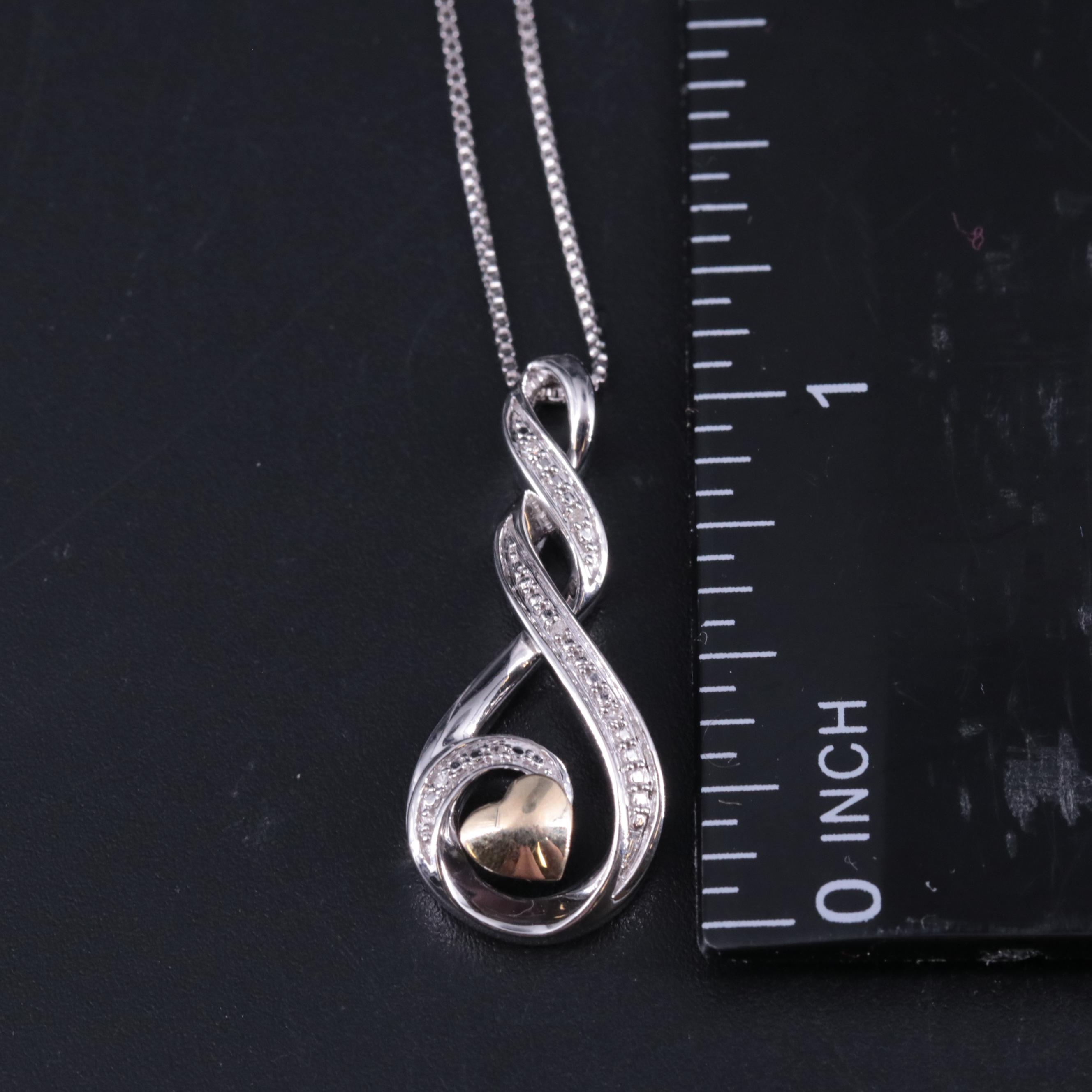 Sterling 0.01 CTW Diamond Spiral Heart Pendant Necklace