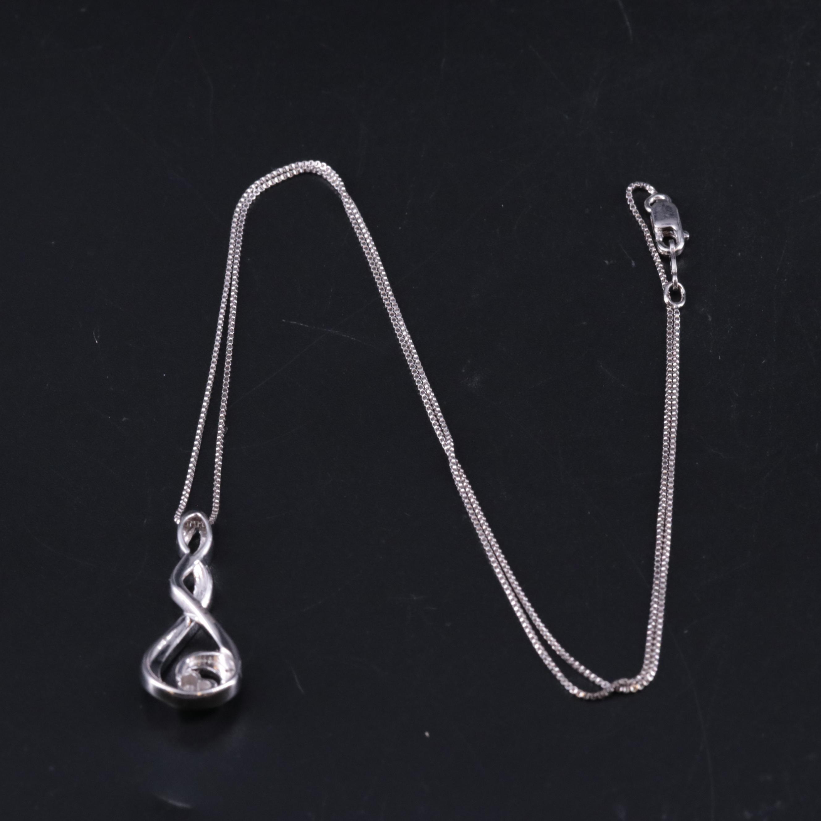 Sterling 0.01 CTW Diamond Spiral Heart Pendant Necklace