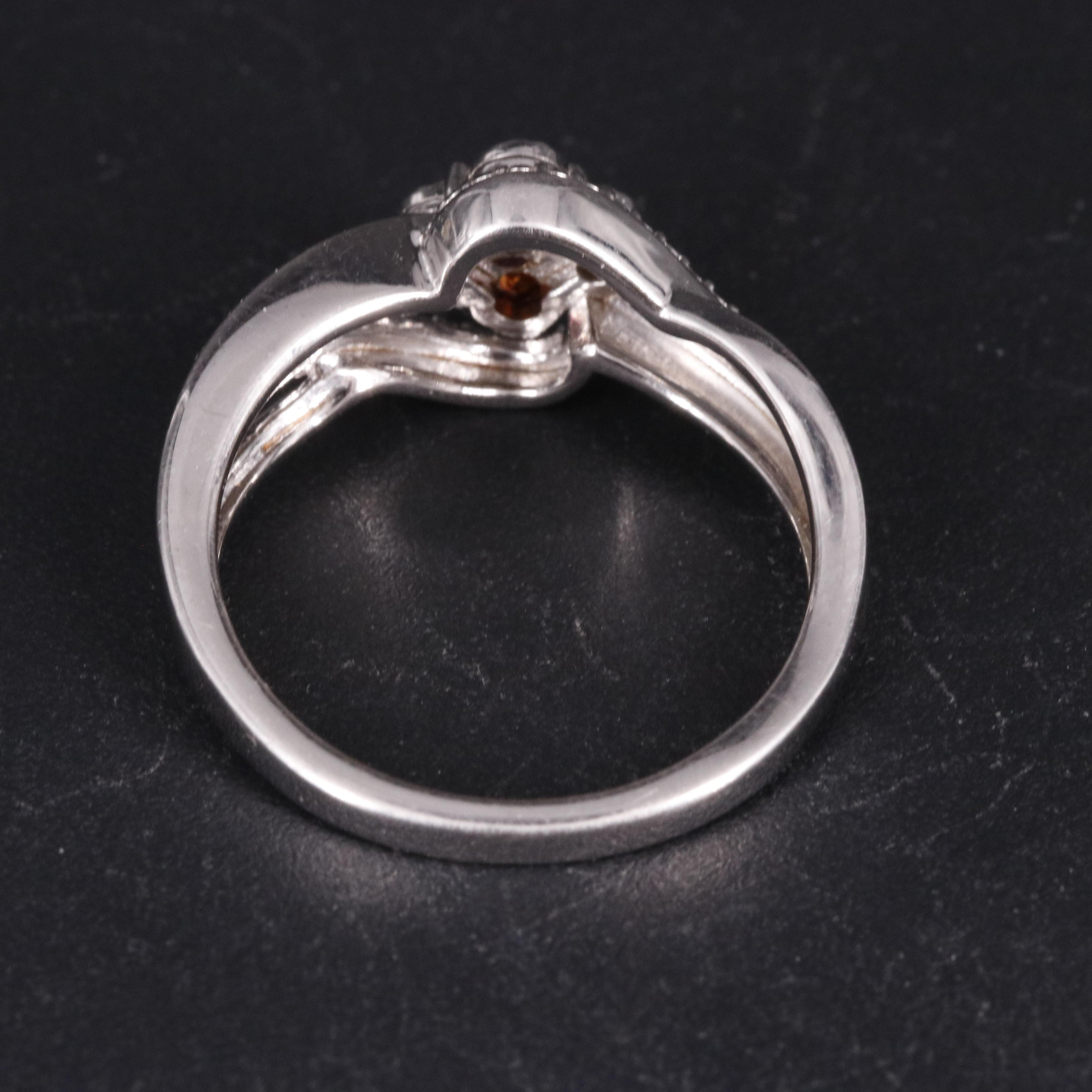 Sterling 0.01 CTW Diamond Flower Ring