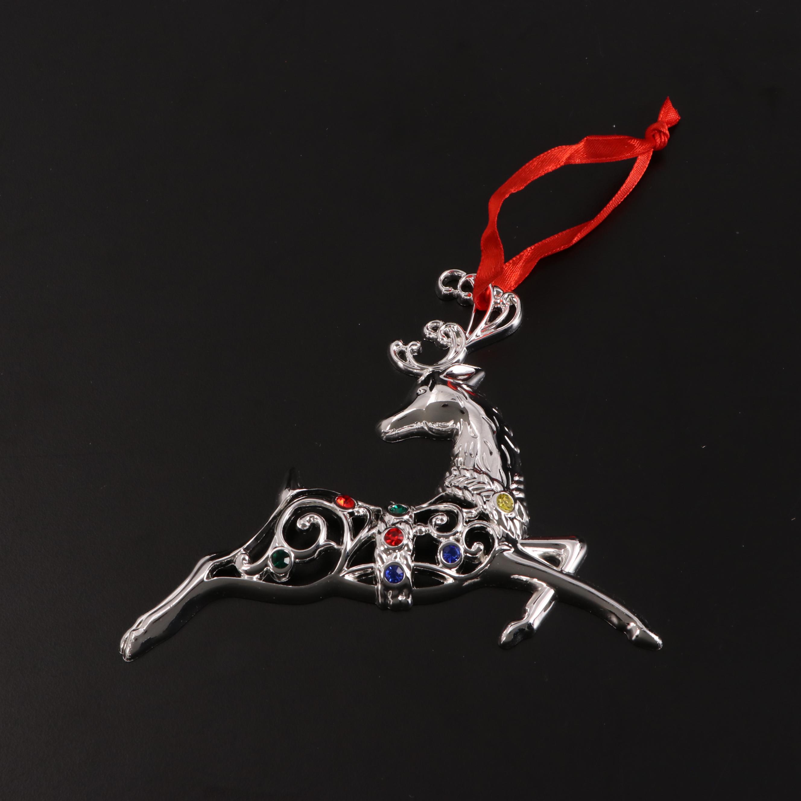 Lenox "Sparkle and Scroll" Embellished Silver Plate Christmas Ornaments