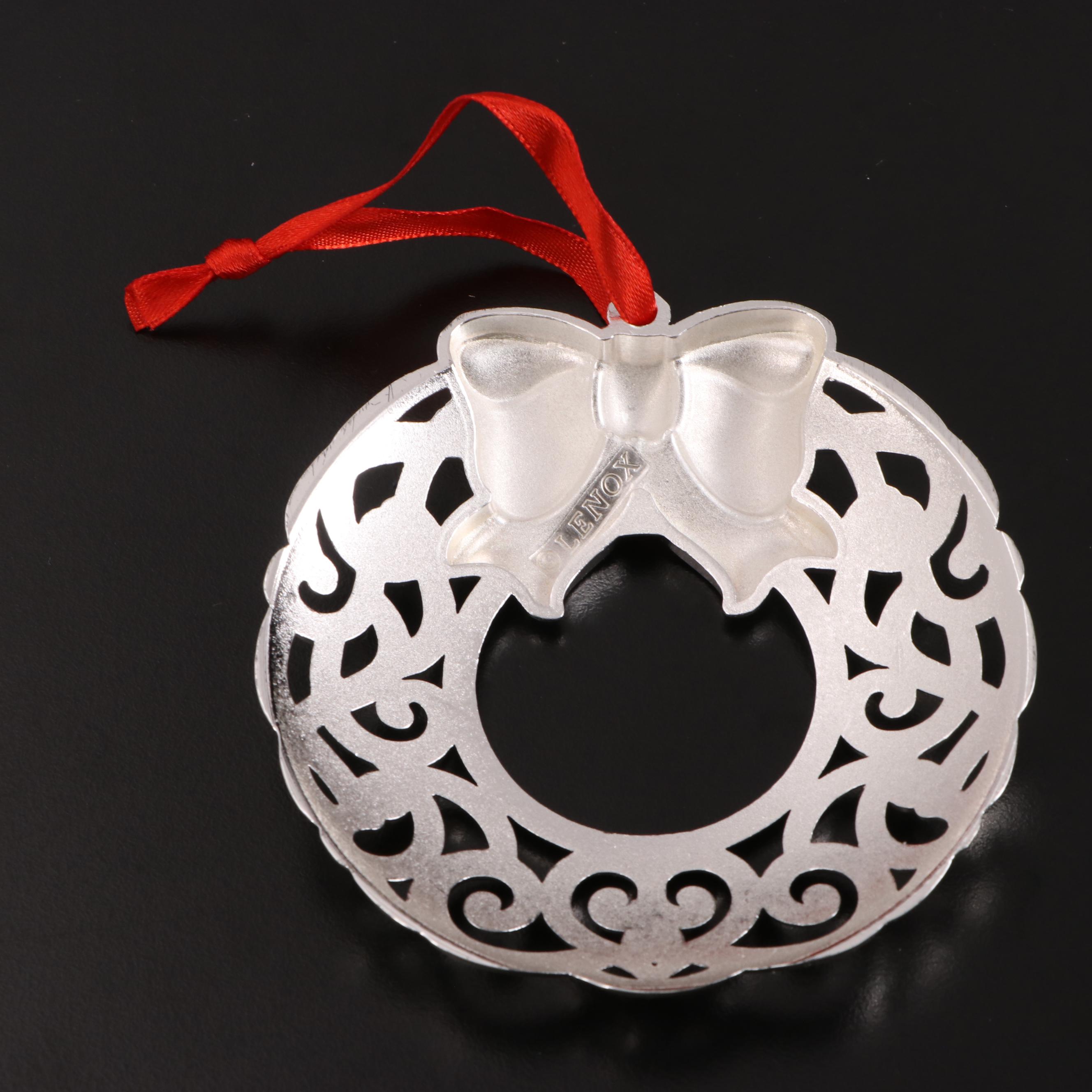 Lenox "Sparkle and Scroll" Embellished Silver Plate Christmas Ornaments