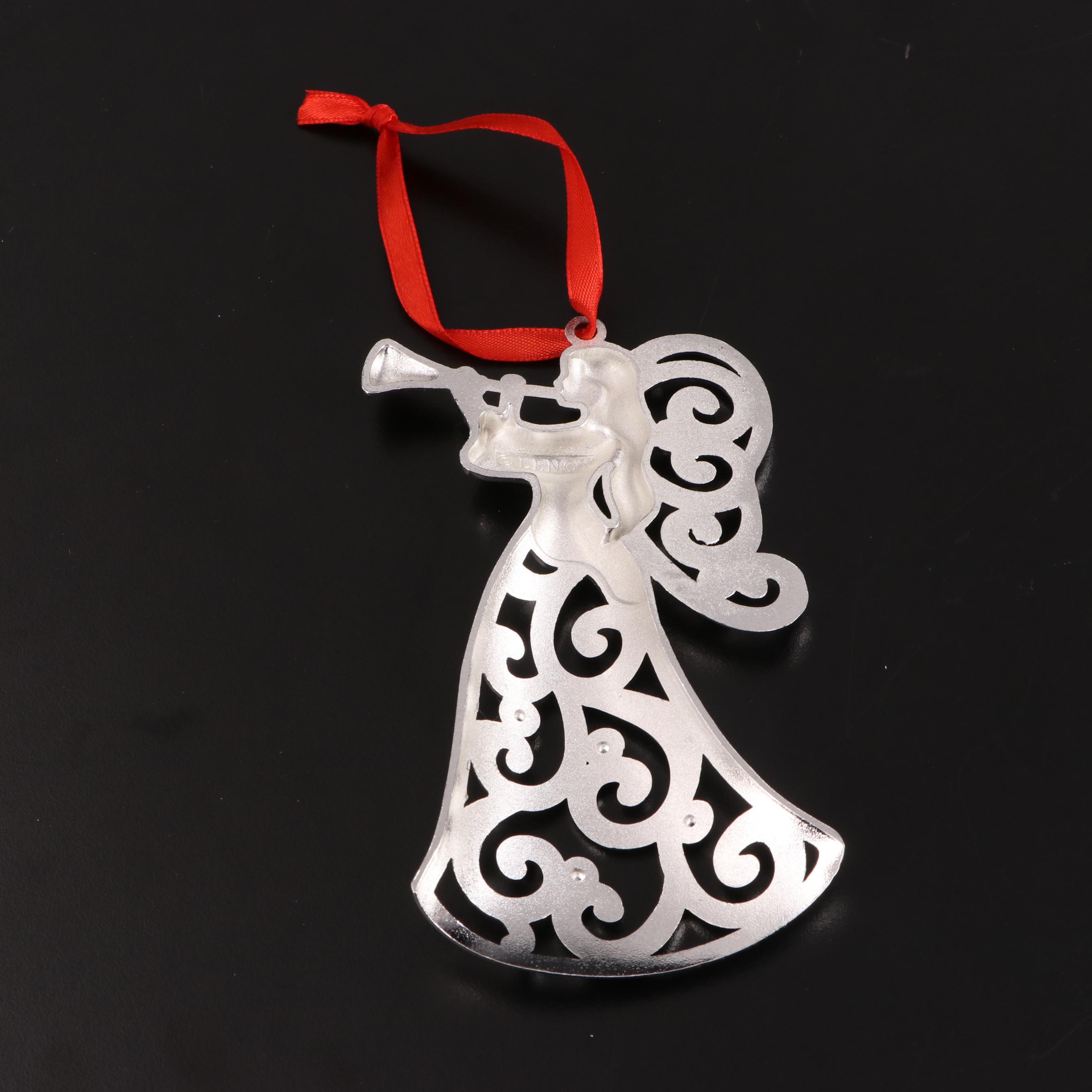 Lenox "Sparkle and Scroll" Embellished Silver Plate Christmas Ornaments