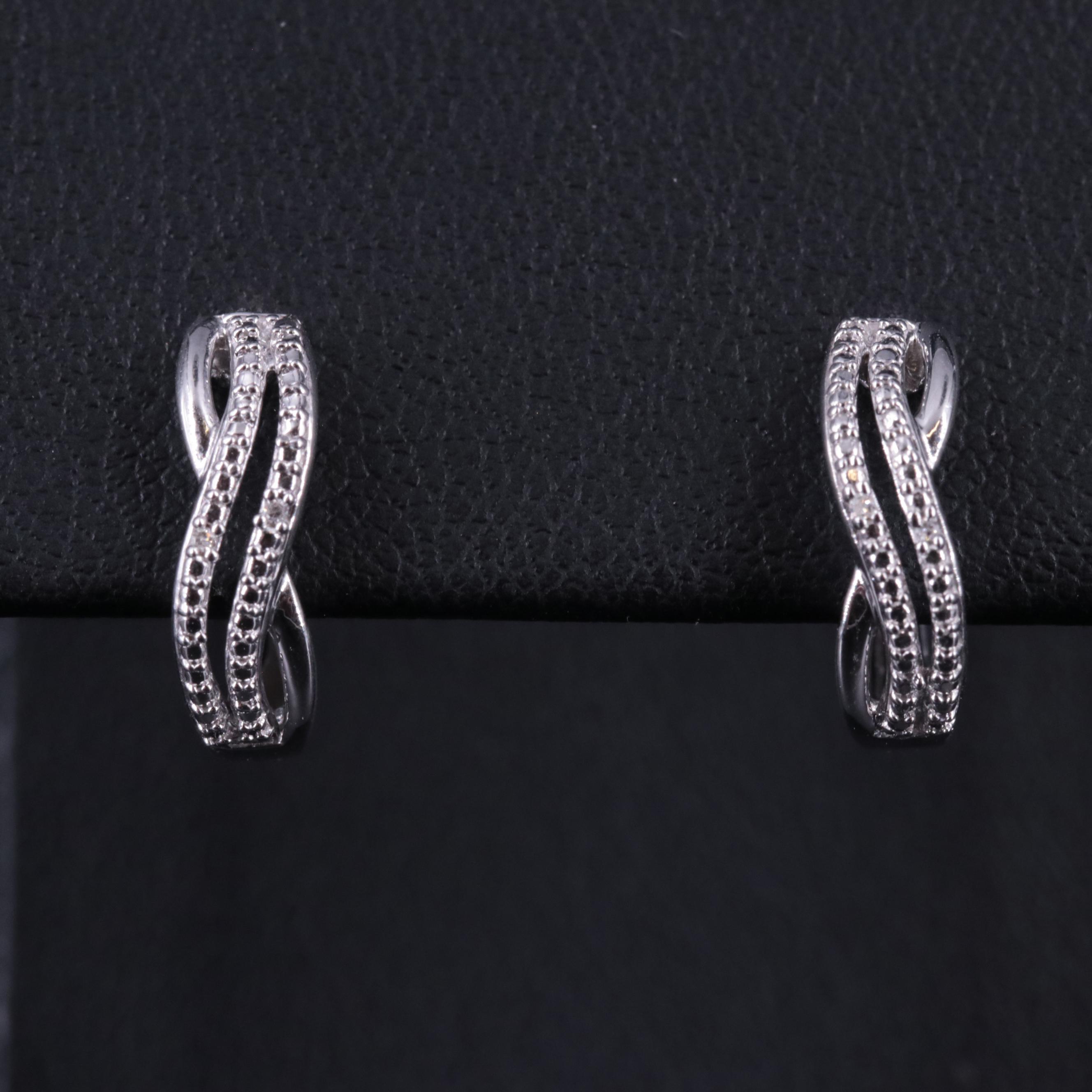 Sterling Diamond Hoop Earrings