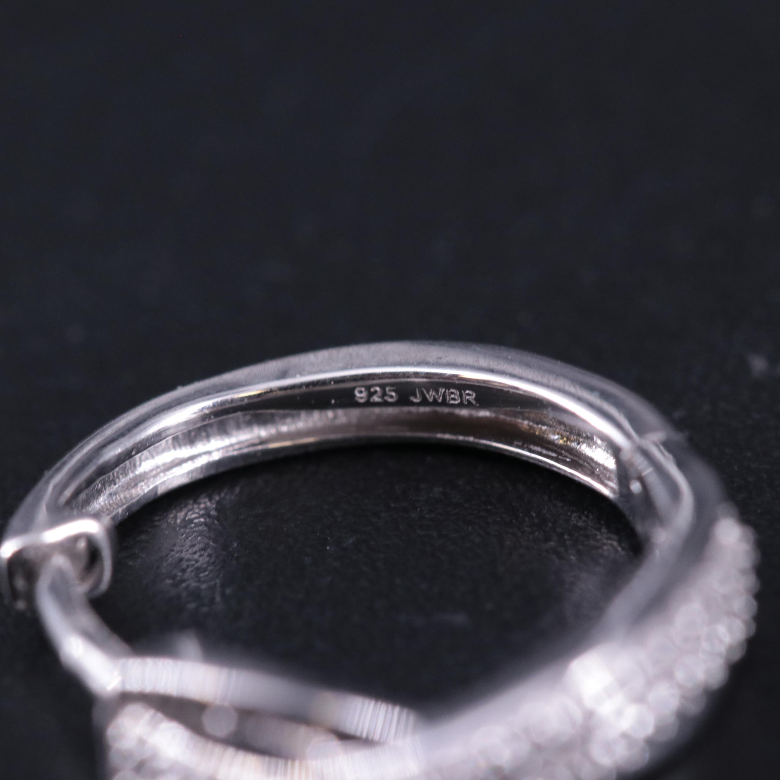 Sterling Diamond Hoop Earrings