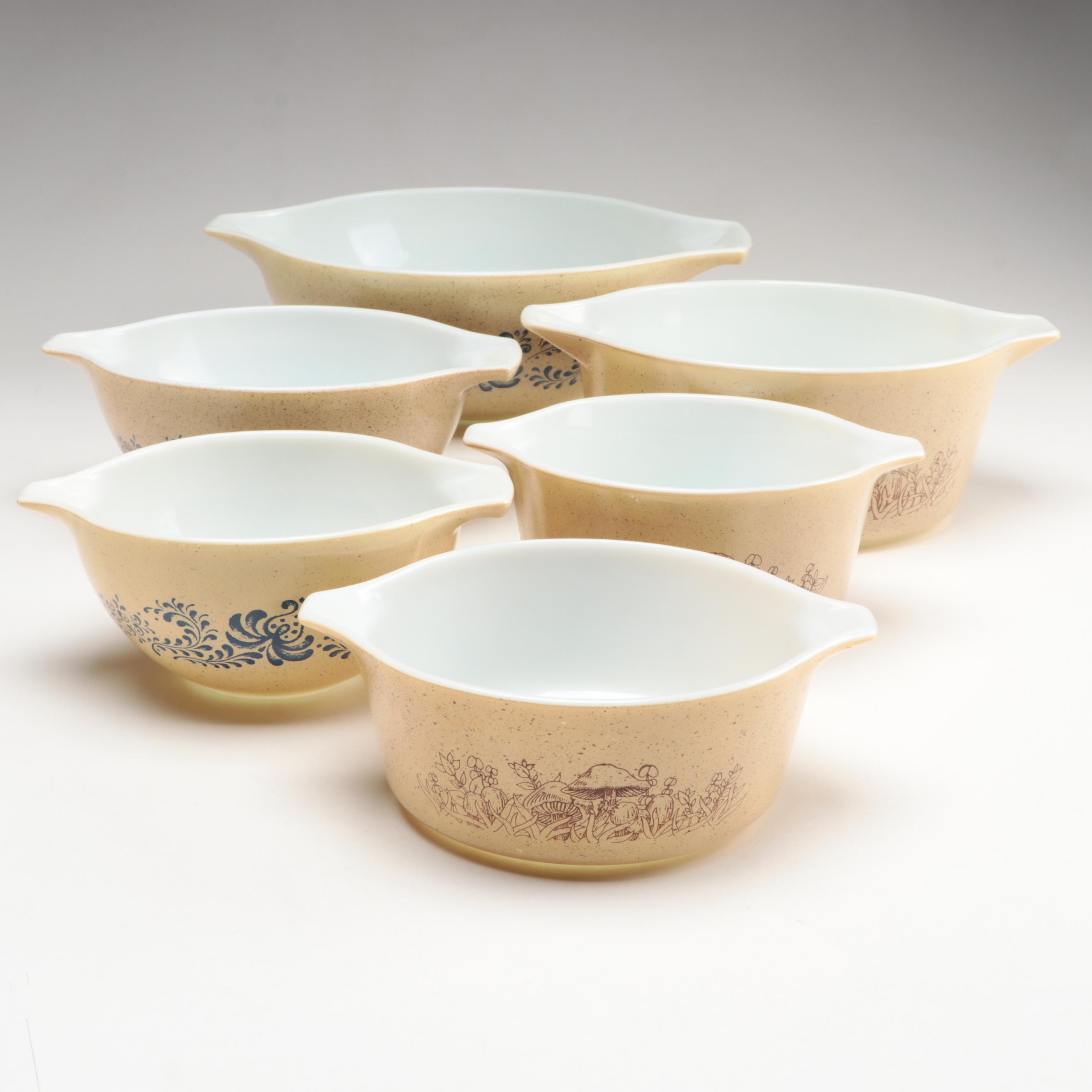 Pyrex "Forest Fancies" Baking Dishes with "Homestead" Cinderella Mixing Bowls